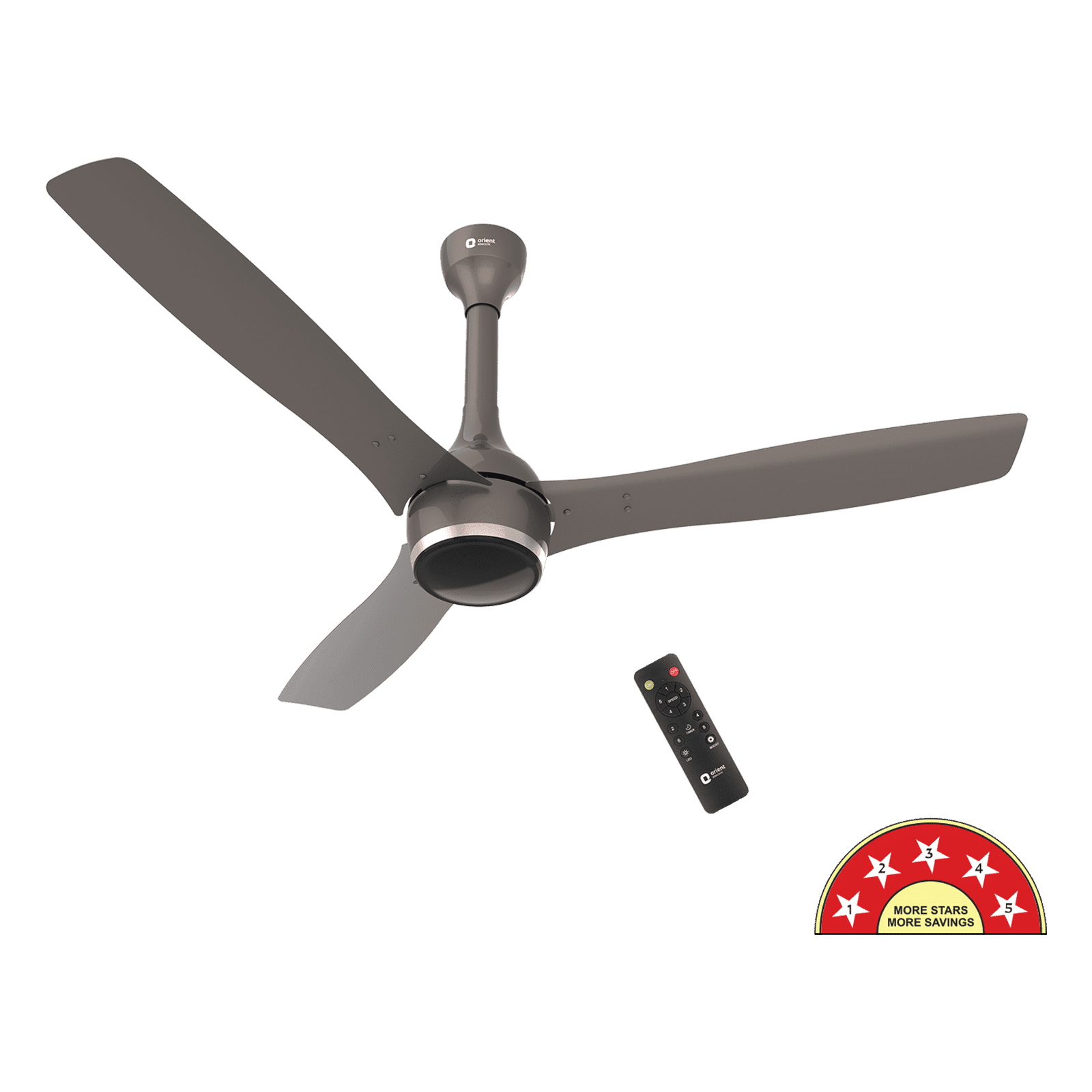 Orient Aeon 5 Star 1200mm 3 Blade BLDC Motor Ceiling Fan with Remote (Antidust, Magma Grey)