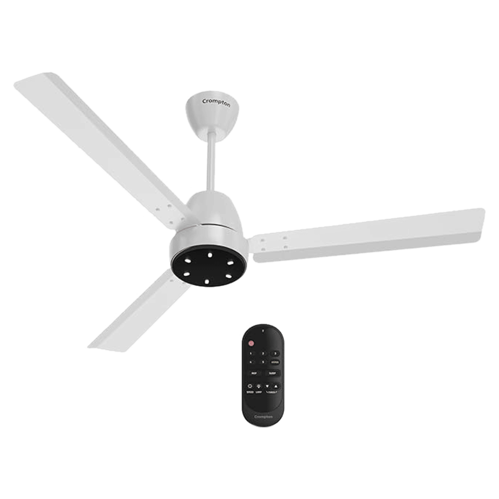 Crompton Energion NITEO 5 Star 1200mm 3 Blade BLDC Motor Ceiling Fan with Remote (Premium LED Lamp, Silver White)