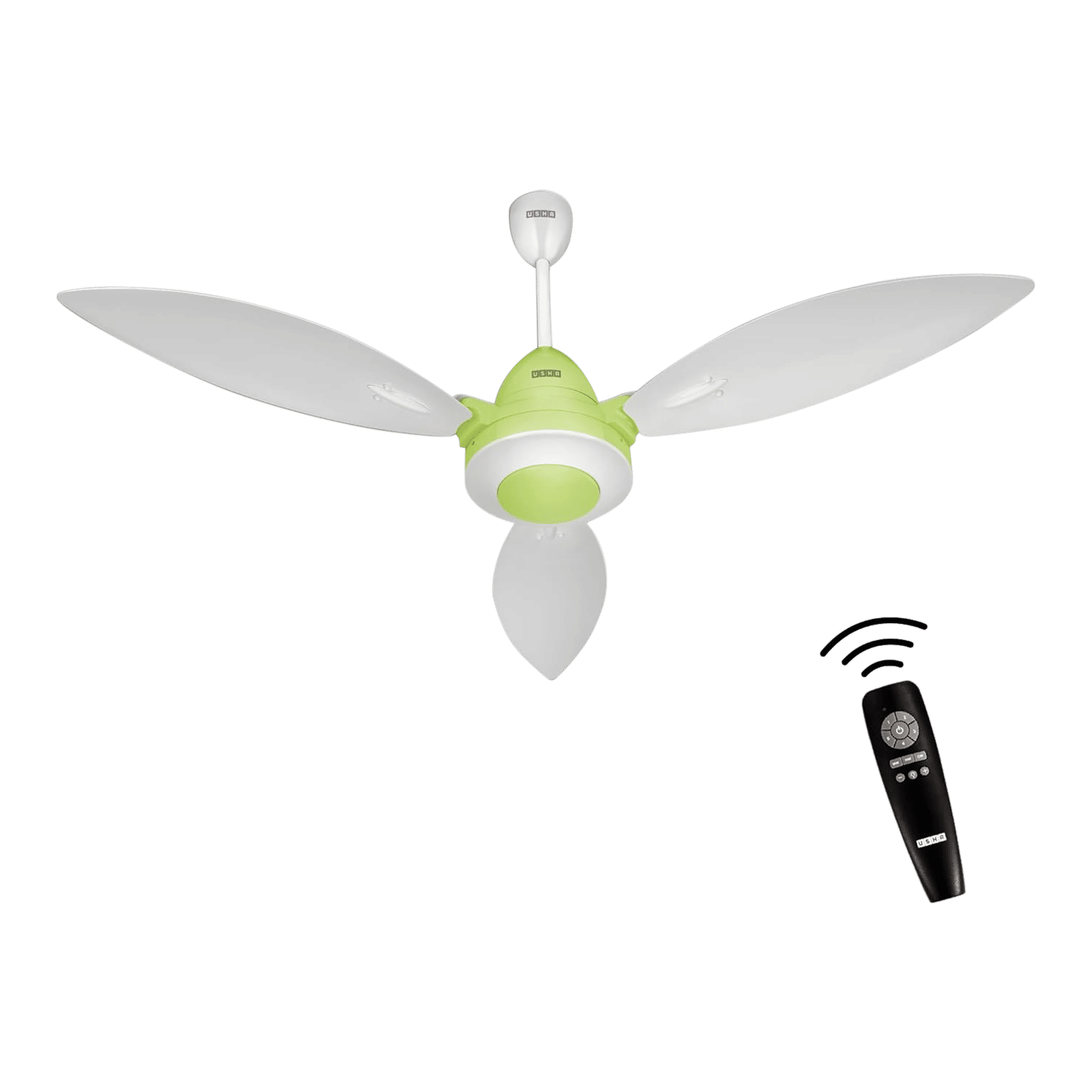 Usha Bloom Lily Glow 5 Star 1200mm 3 Blade BLDC Motor Technology Ceiling Fan with Remote (LED Underlight, White & Light Green)
