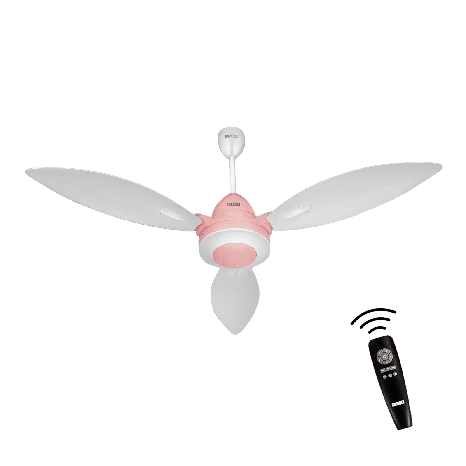 Usha Bloom Lily Glow 5 Star 1200mm 3 Blade BLDC Motor Technology Ceiling Fan with Remote (LED Underlight, White & Light Pink)