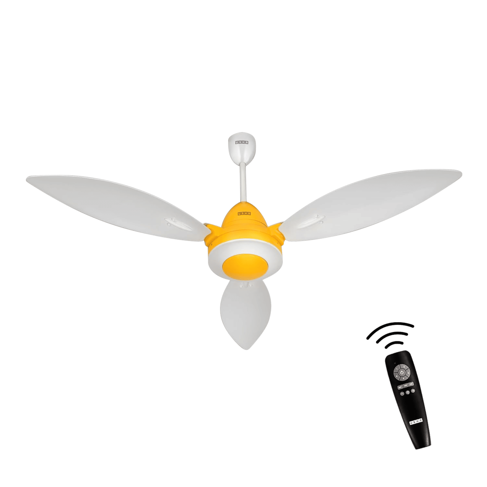 Usha Bloom Lily Glow 5 Star 1200mm 3 Blade BLDC Motor Technology Ceiling Fan with Remote (LED Underlight, White & Yellow)