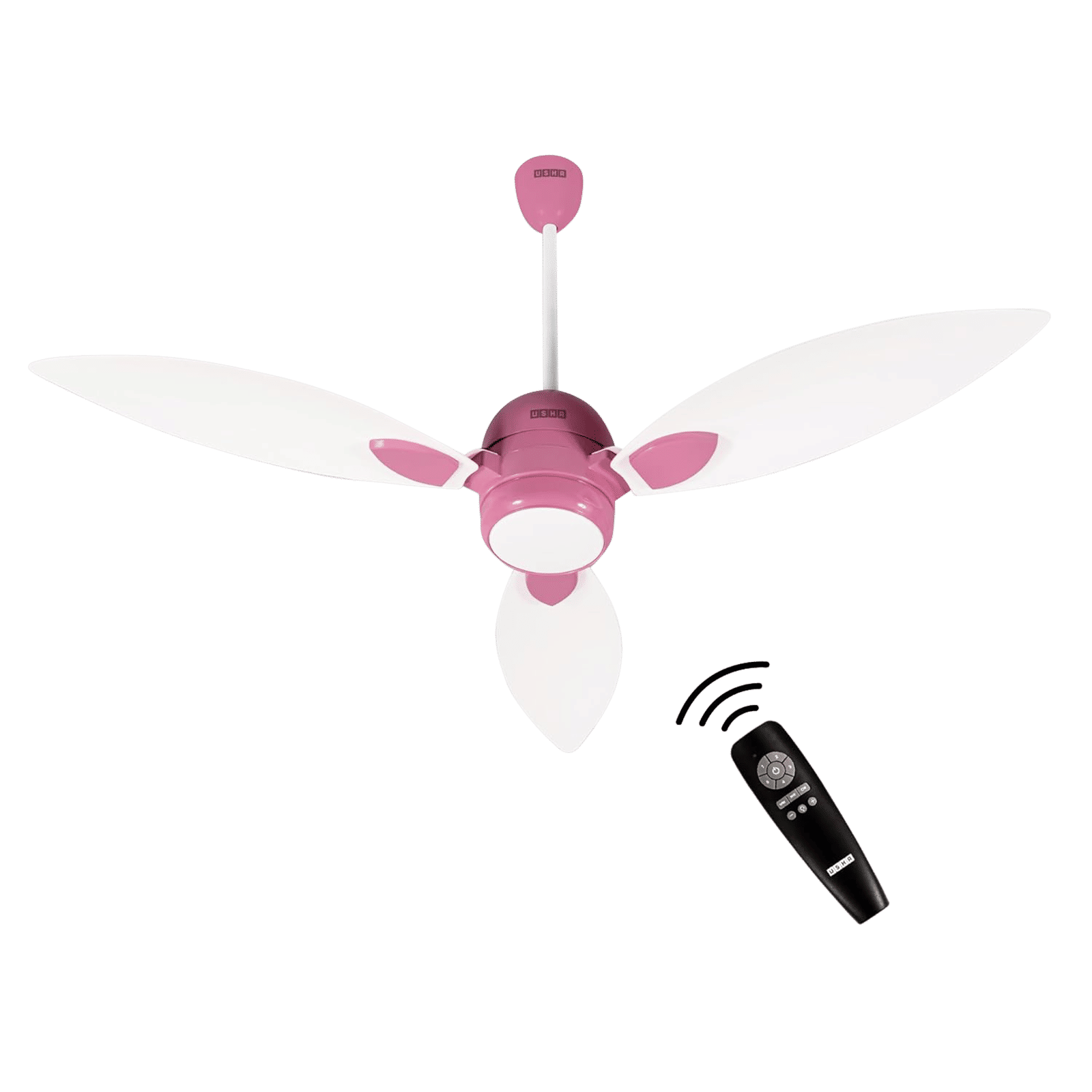 Usha Bloom Sunspire Glow 5 Star 1200mm 3 Blade BLDC Motor Technology Ceiling Fan with Remote (LED Underlight, White & Light Pink)