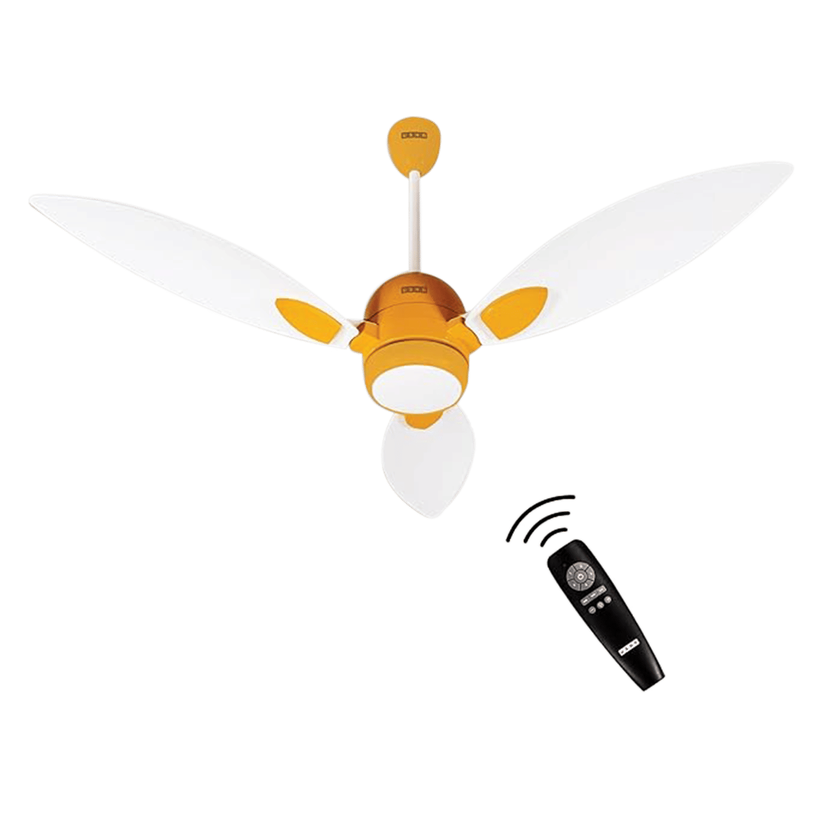 Usha Bloom Sunspire Glow 5 Star 1200mm 3 Blade BLDC Motor Technology Ceiling Fan with Remote (LED Underlight, White & Yellow)