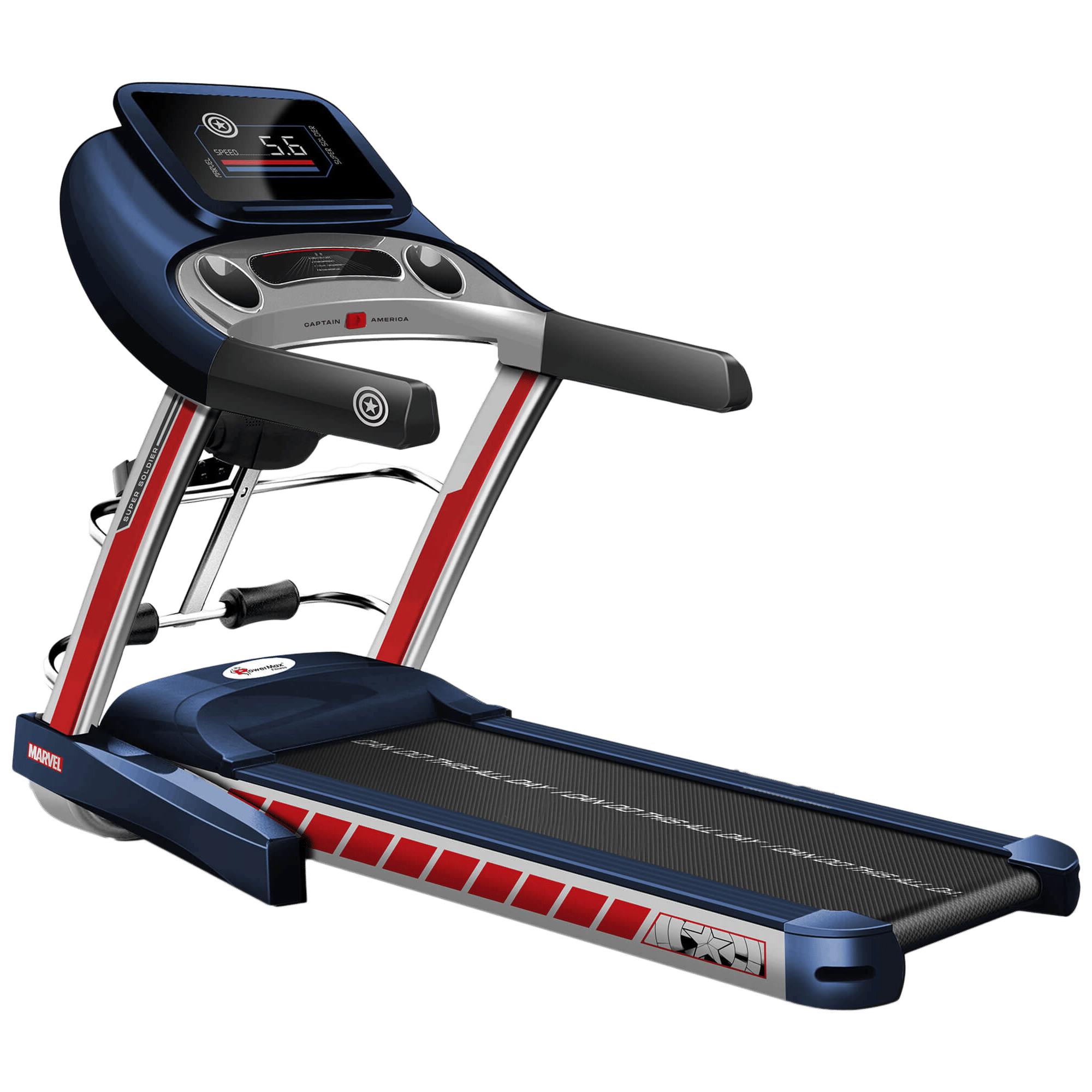 PowerMax 4HP Foldable Motorized Treadmill (Diamond Wave Running Belt with  15 Level Auto Inclination, MT-1A, Blue)