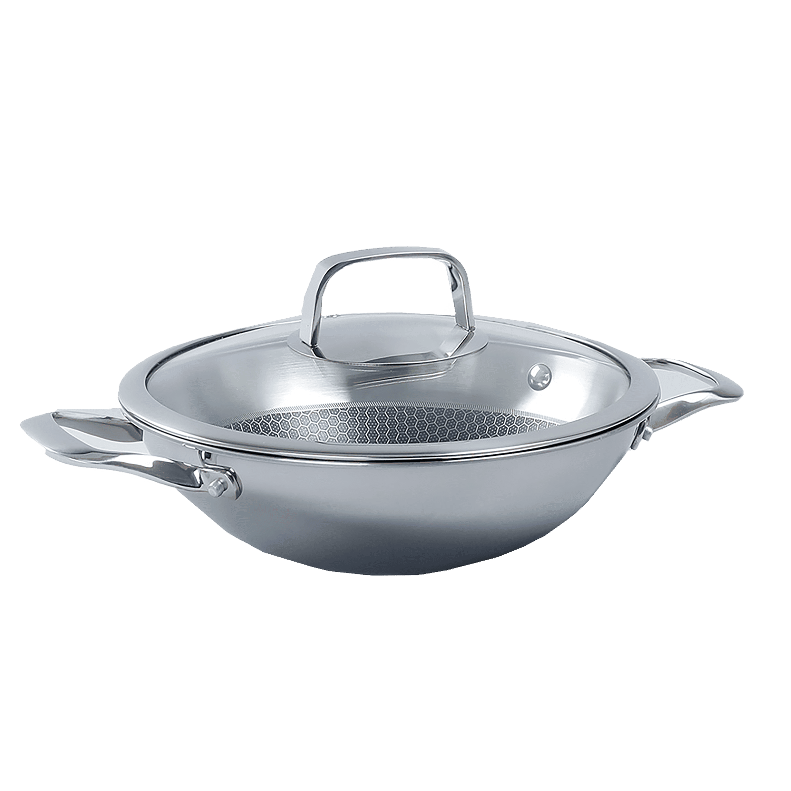 WONDERCHEF Stanton Wok with Lid (304 Stainless Steel Body, 63152779, Silver)