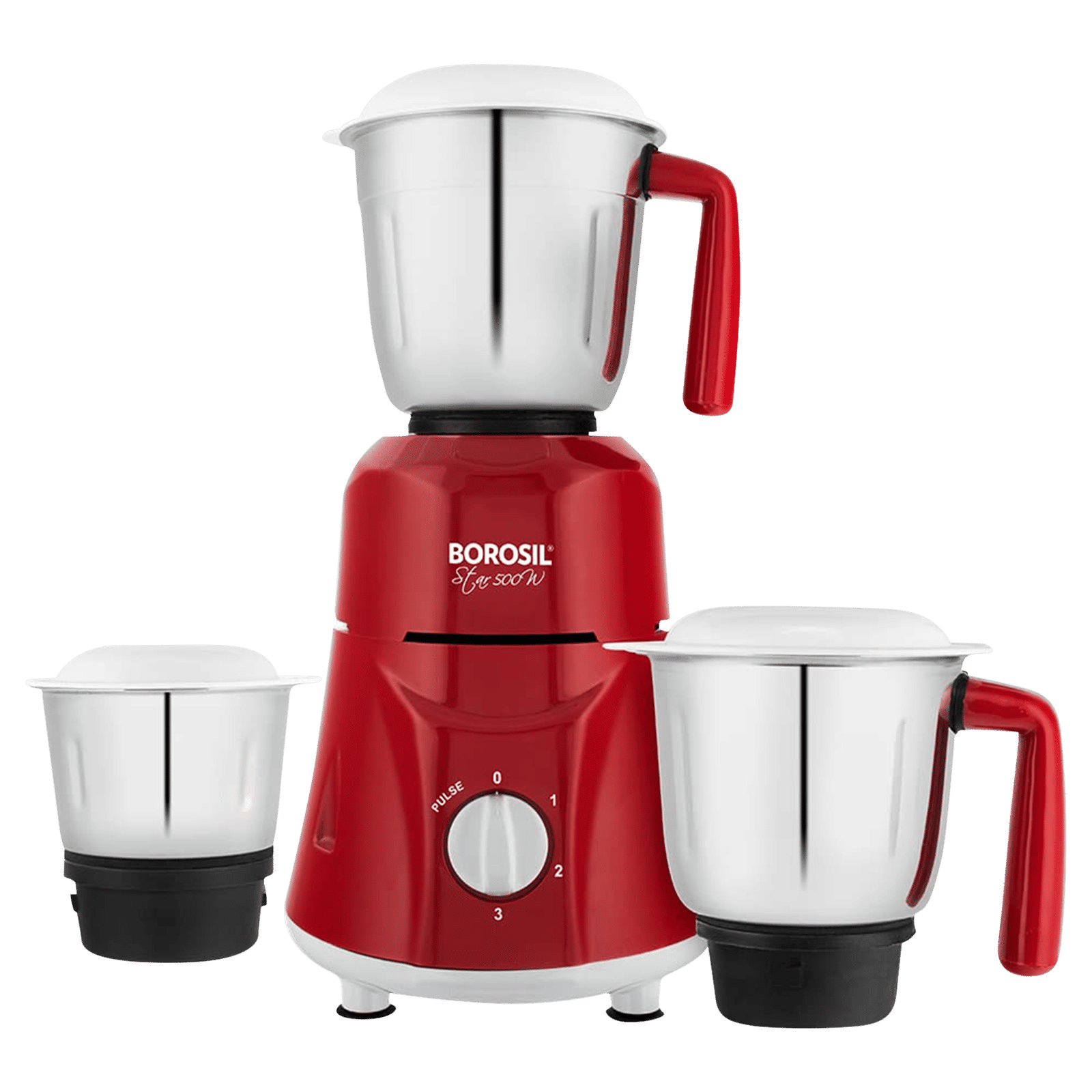 BOROSIL Star 500 Watt Jars Mixer Grinder (20000 RPM, Speed Control with  Pulse Function, Maroon)
