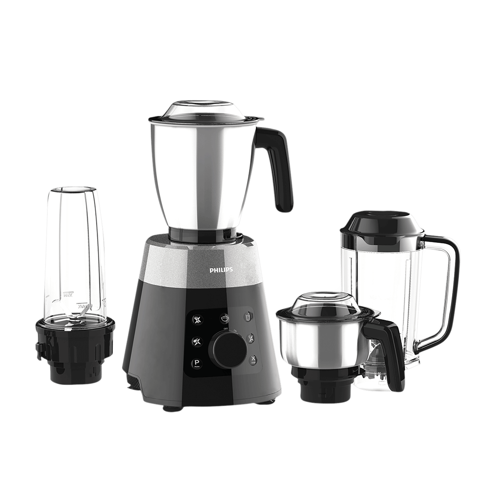 PHILIPS Avance Collection 750 Watt 4 Jars Mixer Grinder (20000 RPM, Built-in Safety Switch, Metallic Silver/Bold Black)
