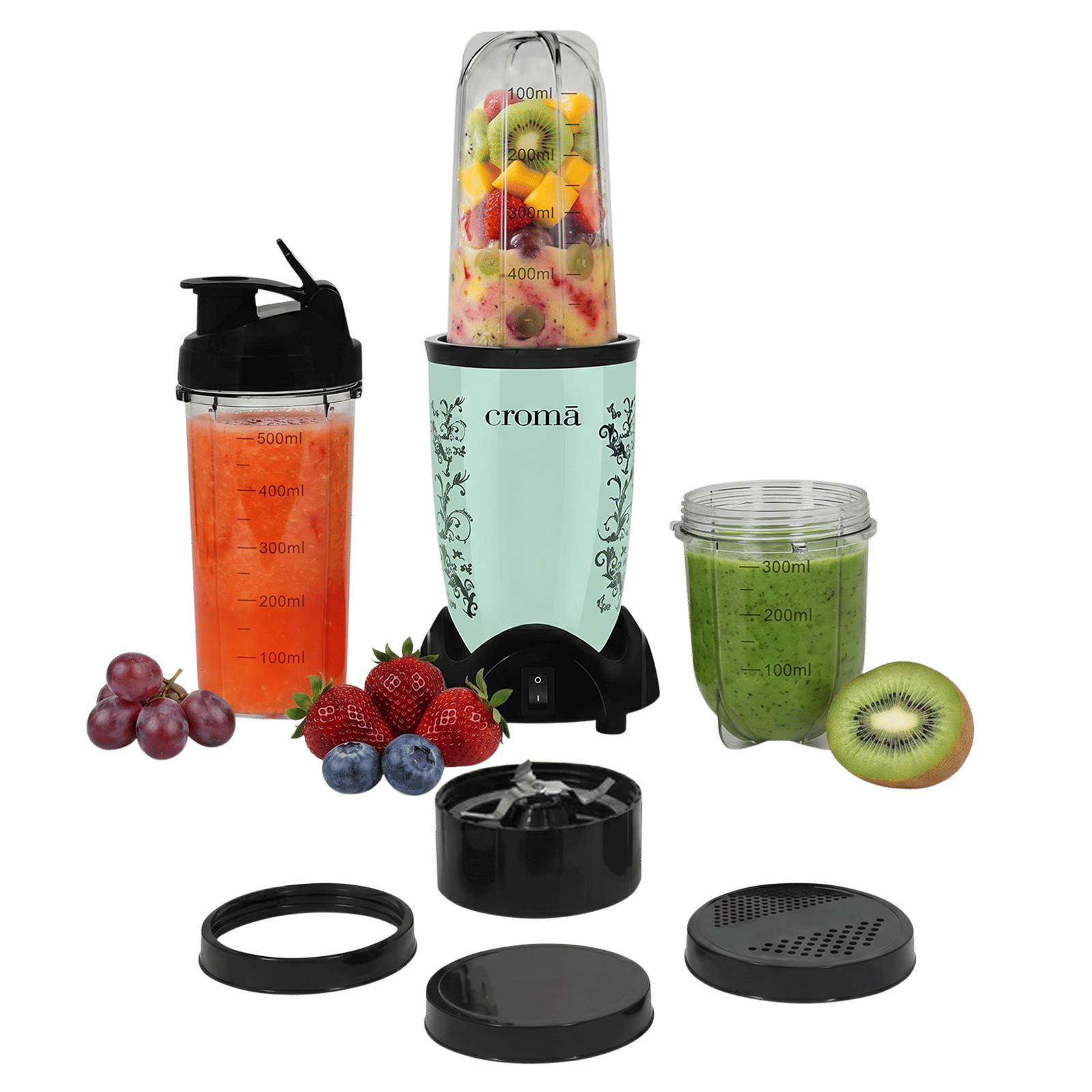 Croma Personal 450 Watt 3 Jars Blender (3 Speed Control, Teal Green)-image-12