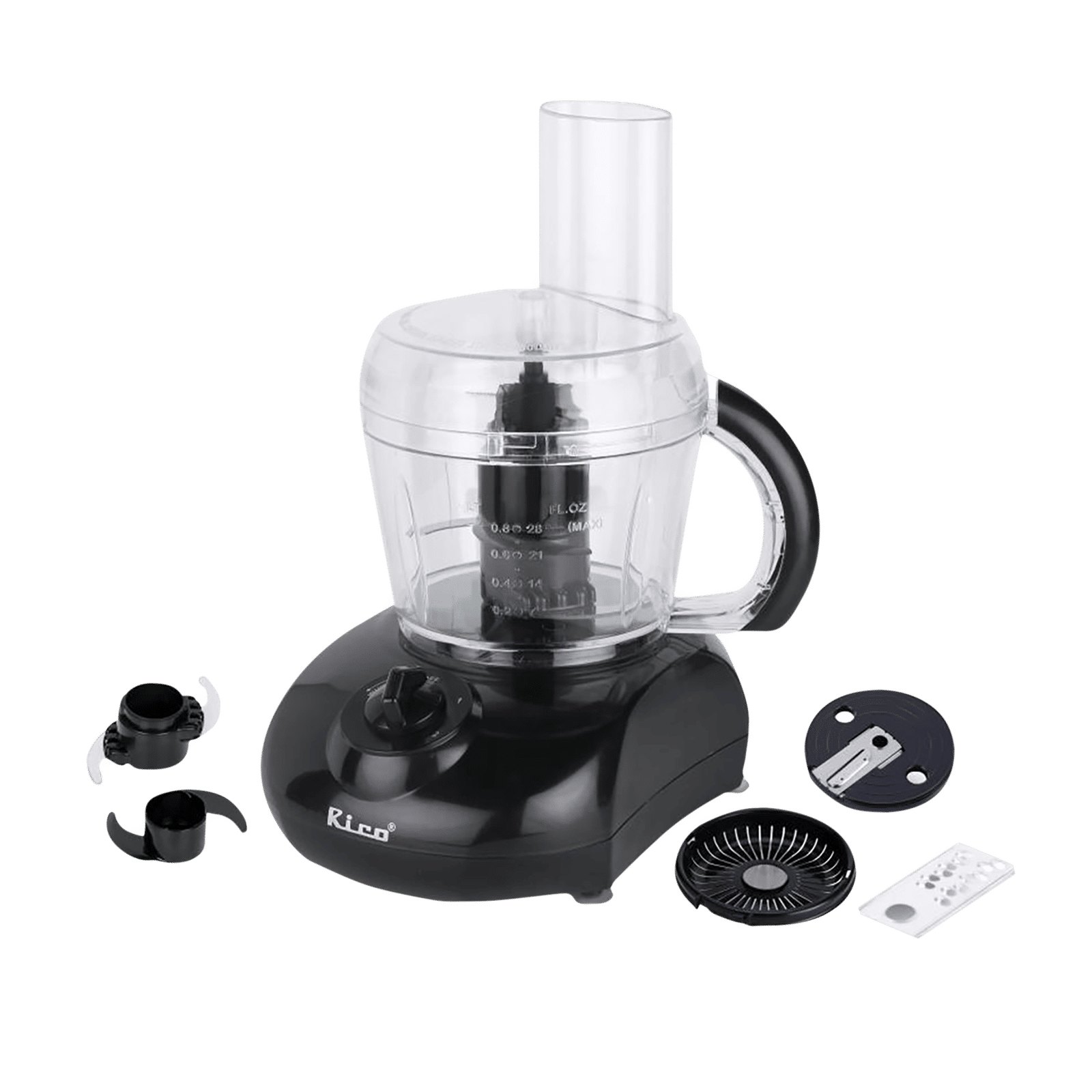 Rico 400 Watt Food Processor with 3 Blades (Black)