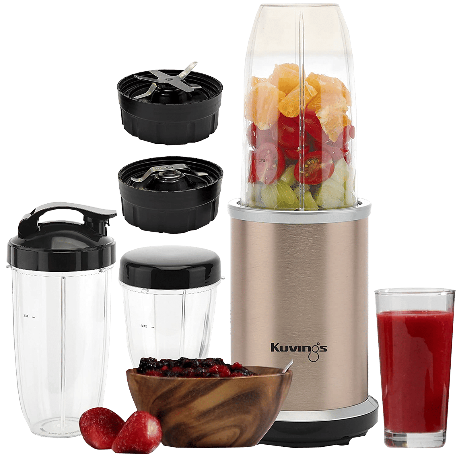 Kuvings Nutri Pro 1000 Watt 2 Jars Blender (22000 RPM, Durable & Super Quiet Motor, Champagne Gold)