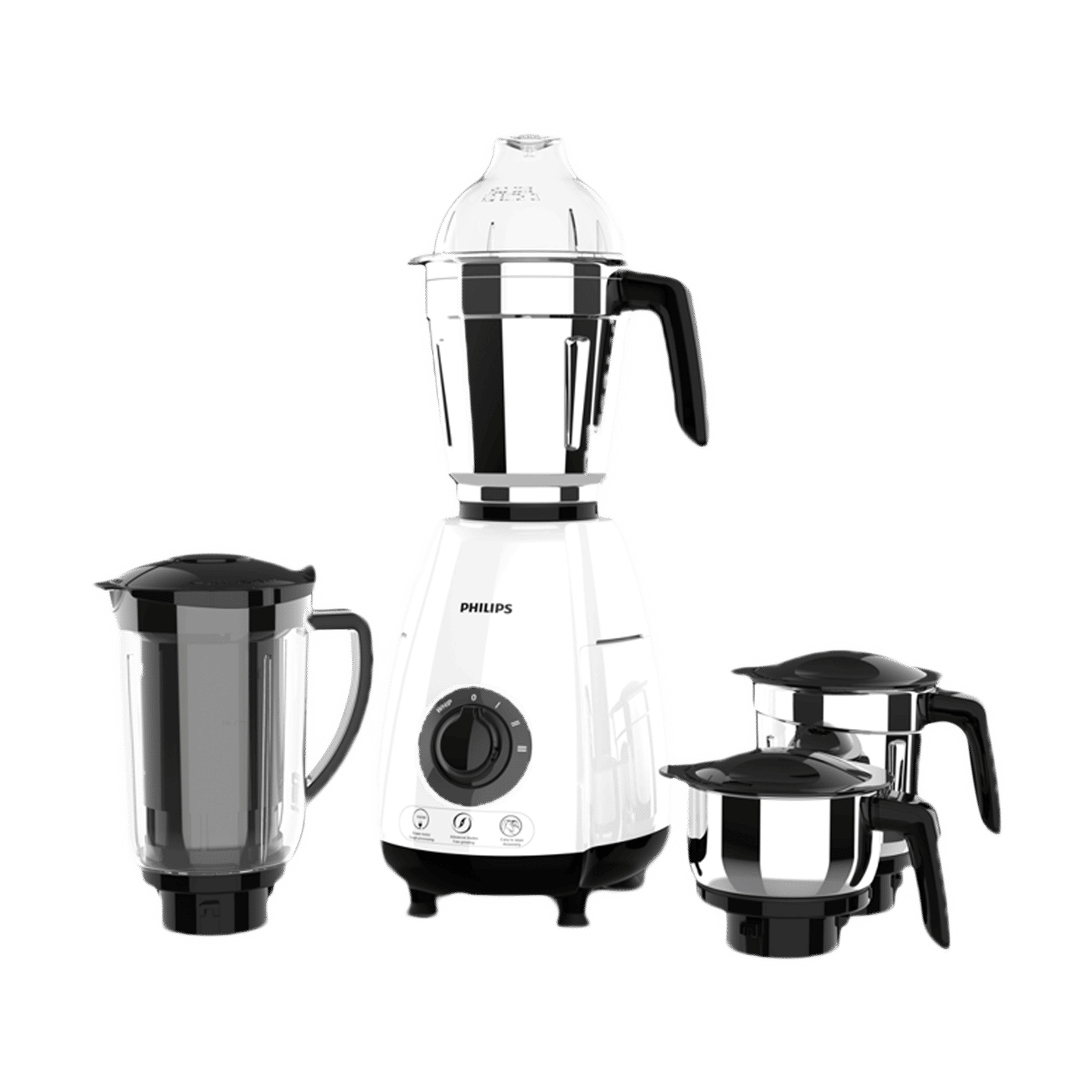 PHILIPS 1000 Watt 4 Jars Juicer Mixer Grinder (22000 RPM, Rotary Knob Control, Black/White)