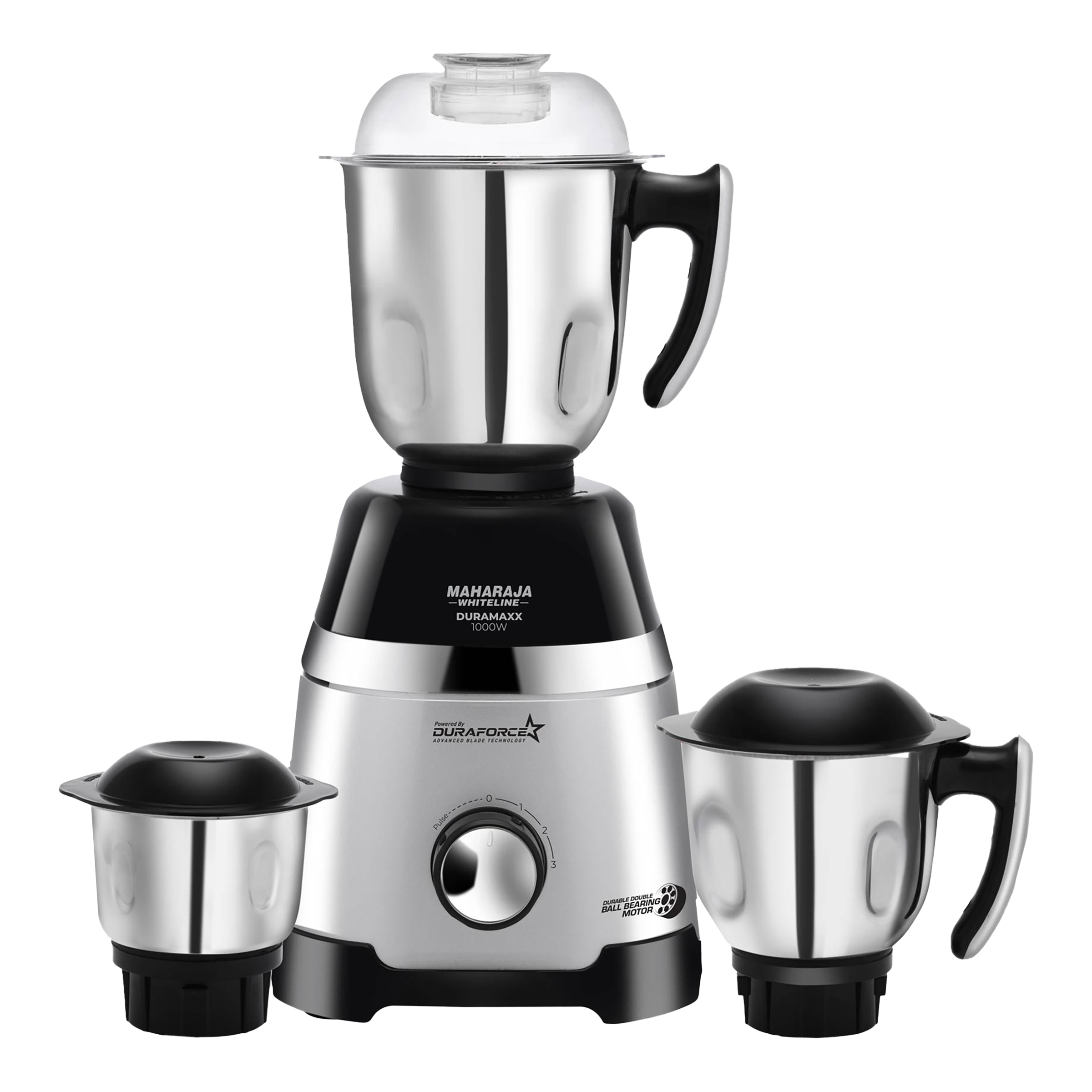 MAHARAJA WHITELINE Duramaxx 1000 Watt 3 Jars Mixer Grinder (22000 RPM, Food Grade Safe, Black/Silver)