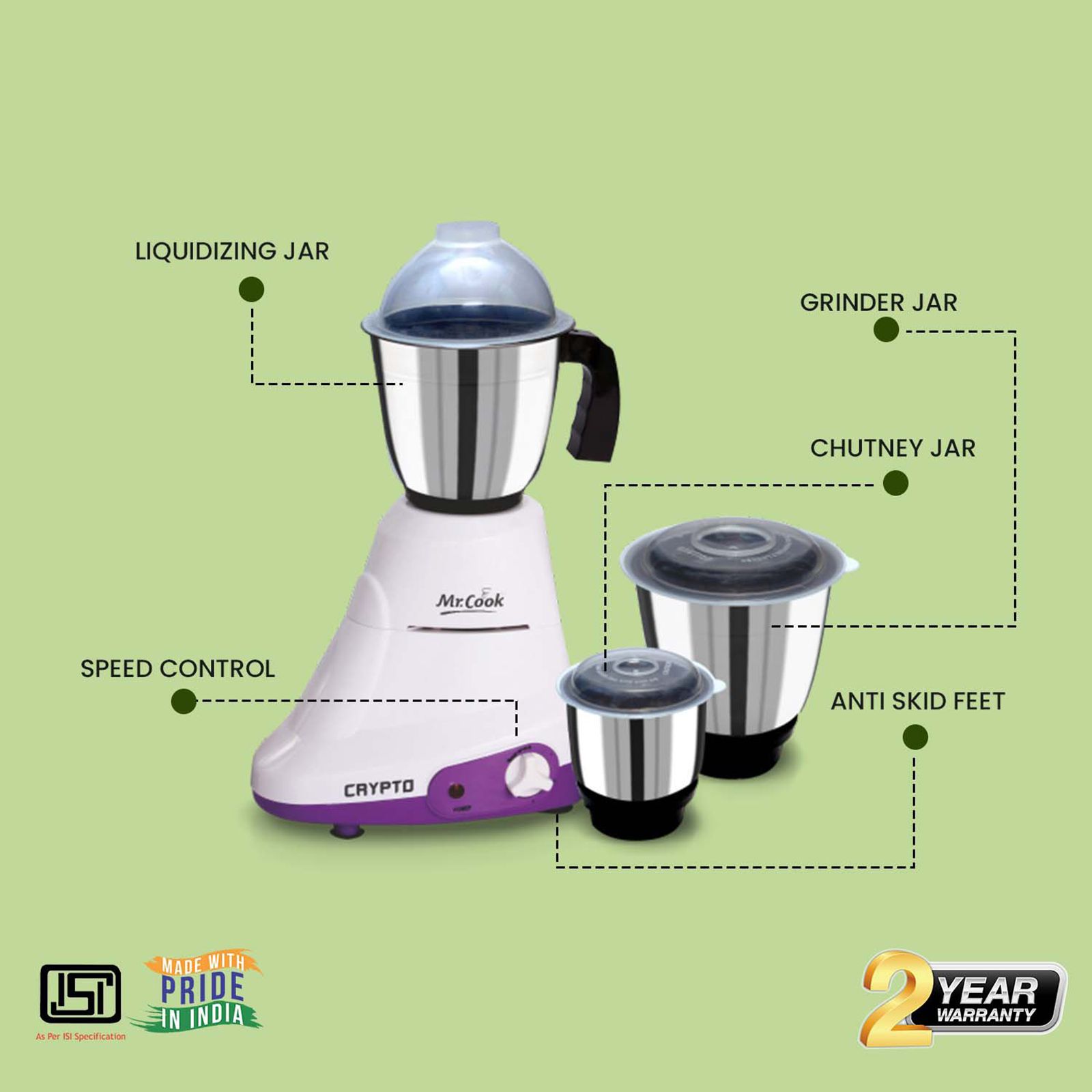 600 Watt Crown Mixer Grinder Price Buy MR COOK Crypto 600 Watt Jars Mixer  Grinder (3