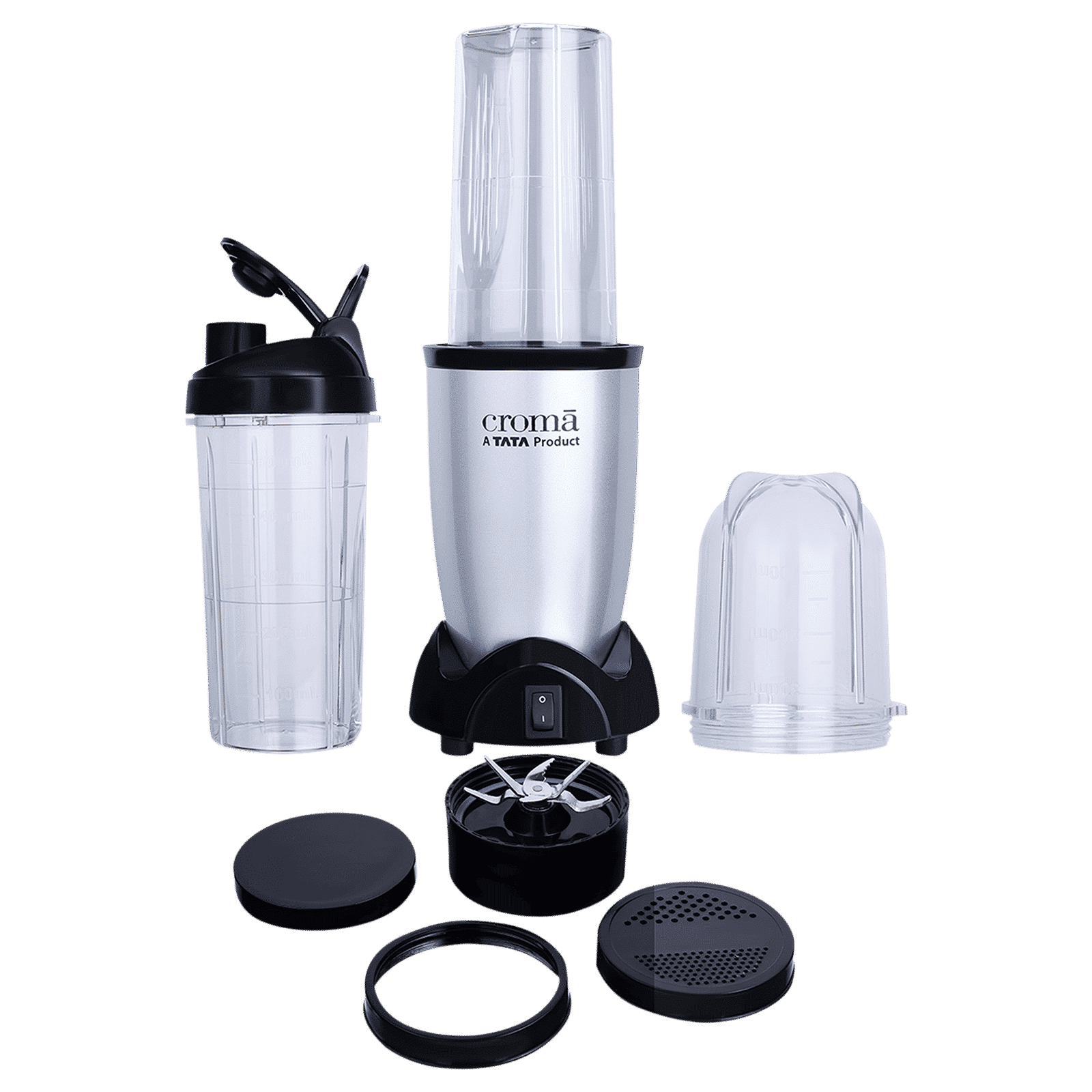 Croma Personal 450 Watt 2 Jars Mixer Grinder Blender (19000 RPM, Bullet Motor, Silver and Black)