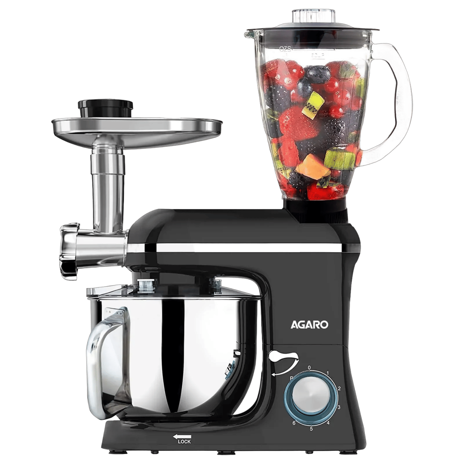 AGARO Regency 1400 Watt 1 Jar Stand Mixer (Copper Motor, Black)