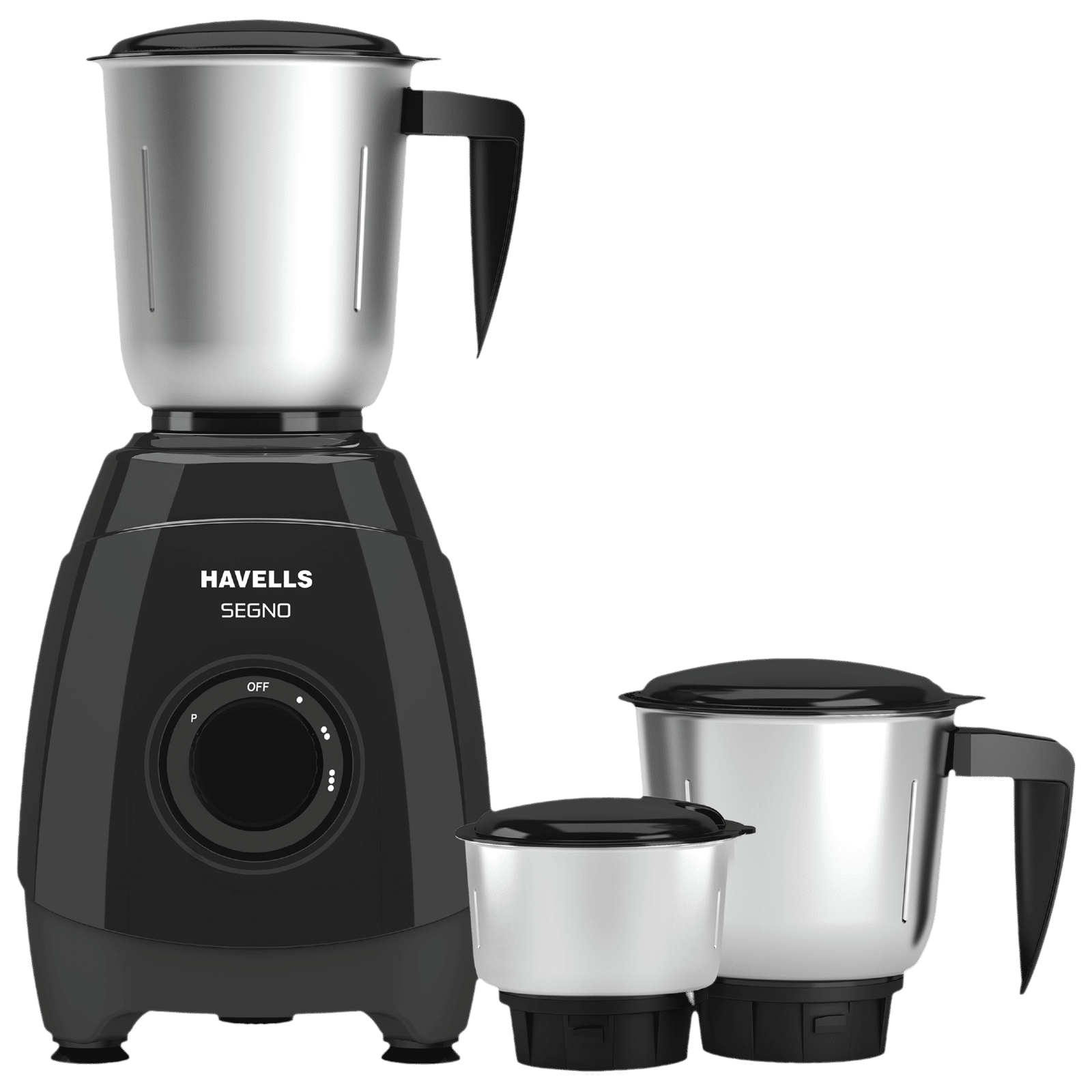 HAVELLS Segno Plus 550 Watt 3 Jars Juicer Mixer Grinder (21000 RPM, Heavy Duty Motor, Black)