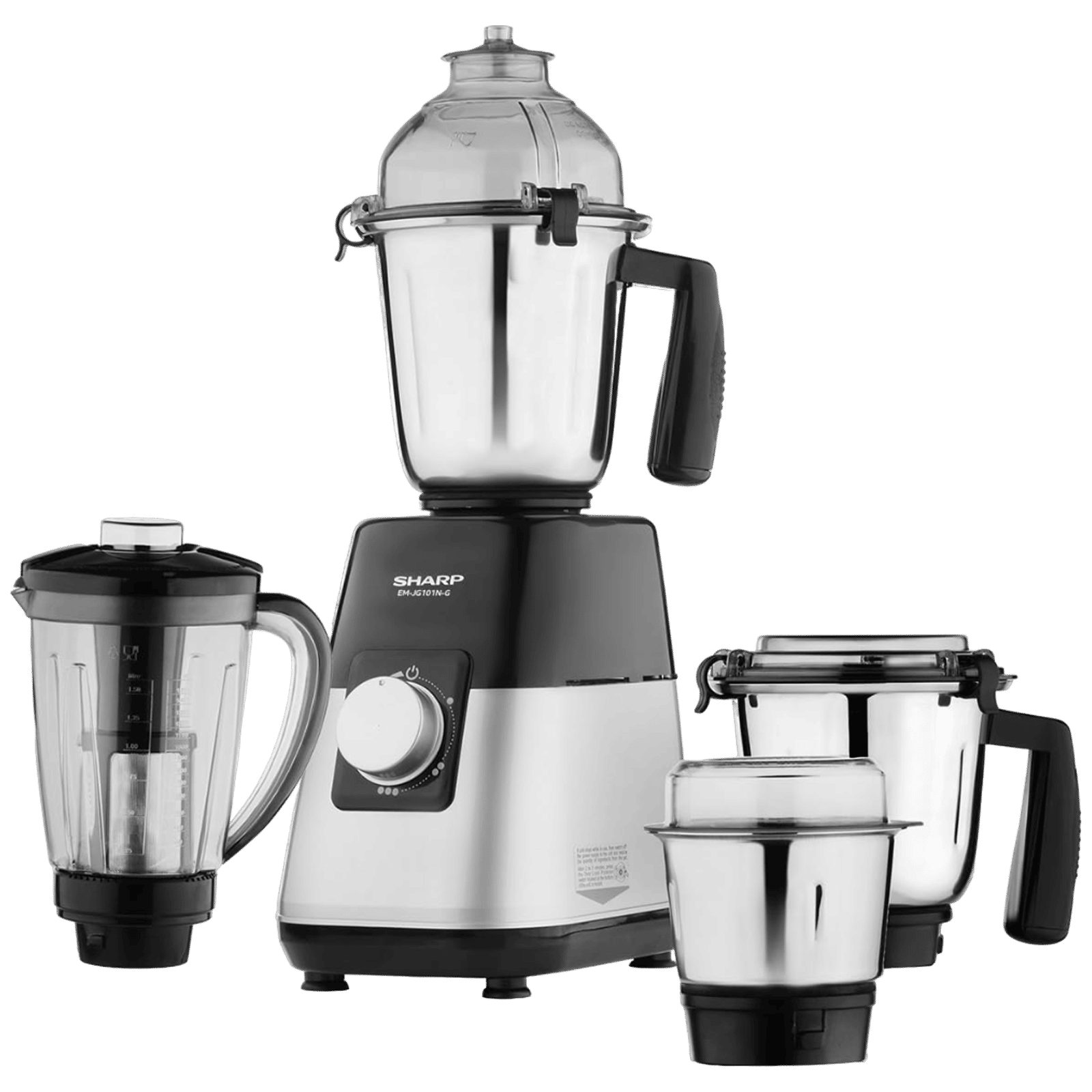 SHARP 1000 Watt 4 Jars Juicer Mixer Grinder (21000 RPM, Auto Cut-off, Silver Metallic)