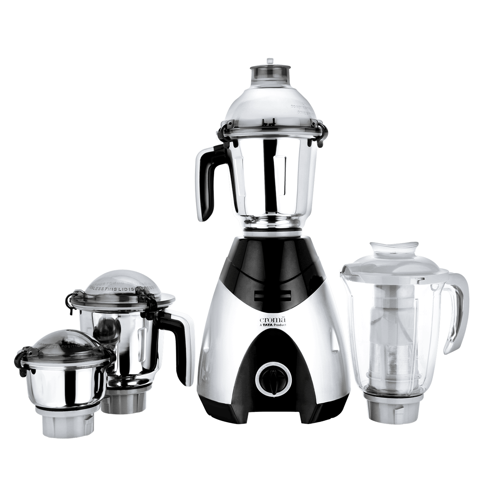 Croma 750 Watt 4 Jars Mixer Grinder (20000 RPM, Inbuilt Overload Protection, Black & Silver)