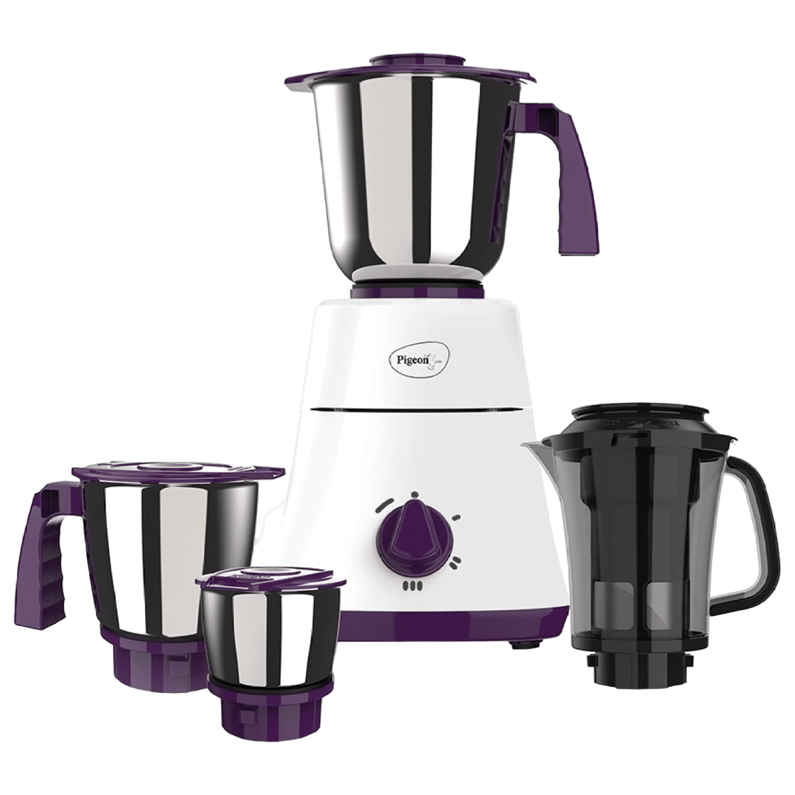 Pigeon 15024 Favourite 500 Watt 4 Jars Mixer Grinder (19000 RPM, Shock Proof Body, White & Purple