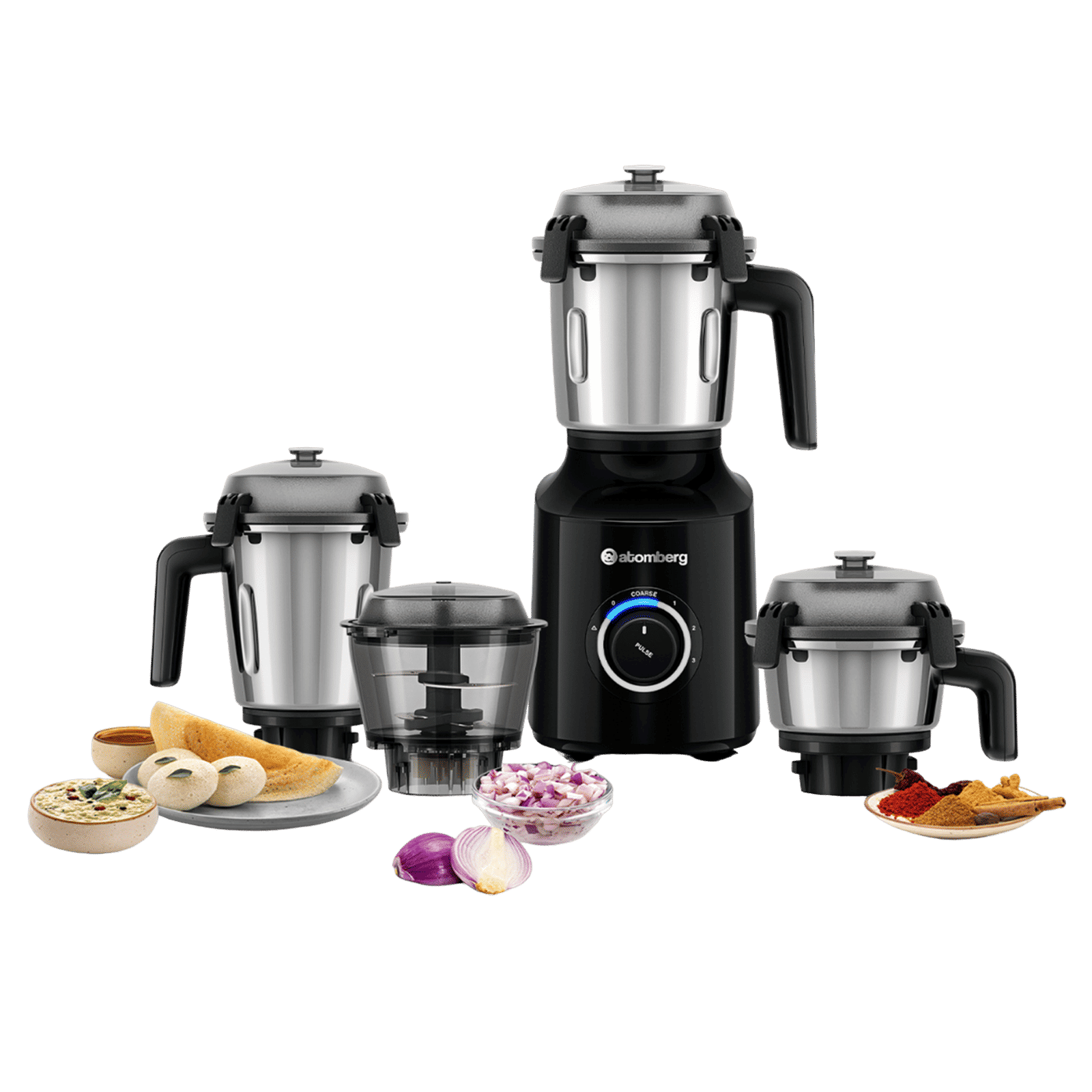 Atomberg Zenova 550 Watt 4 Jars Mixer Grinder (18000 RPM, Hands Free Operation, Black)