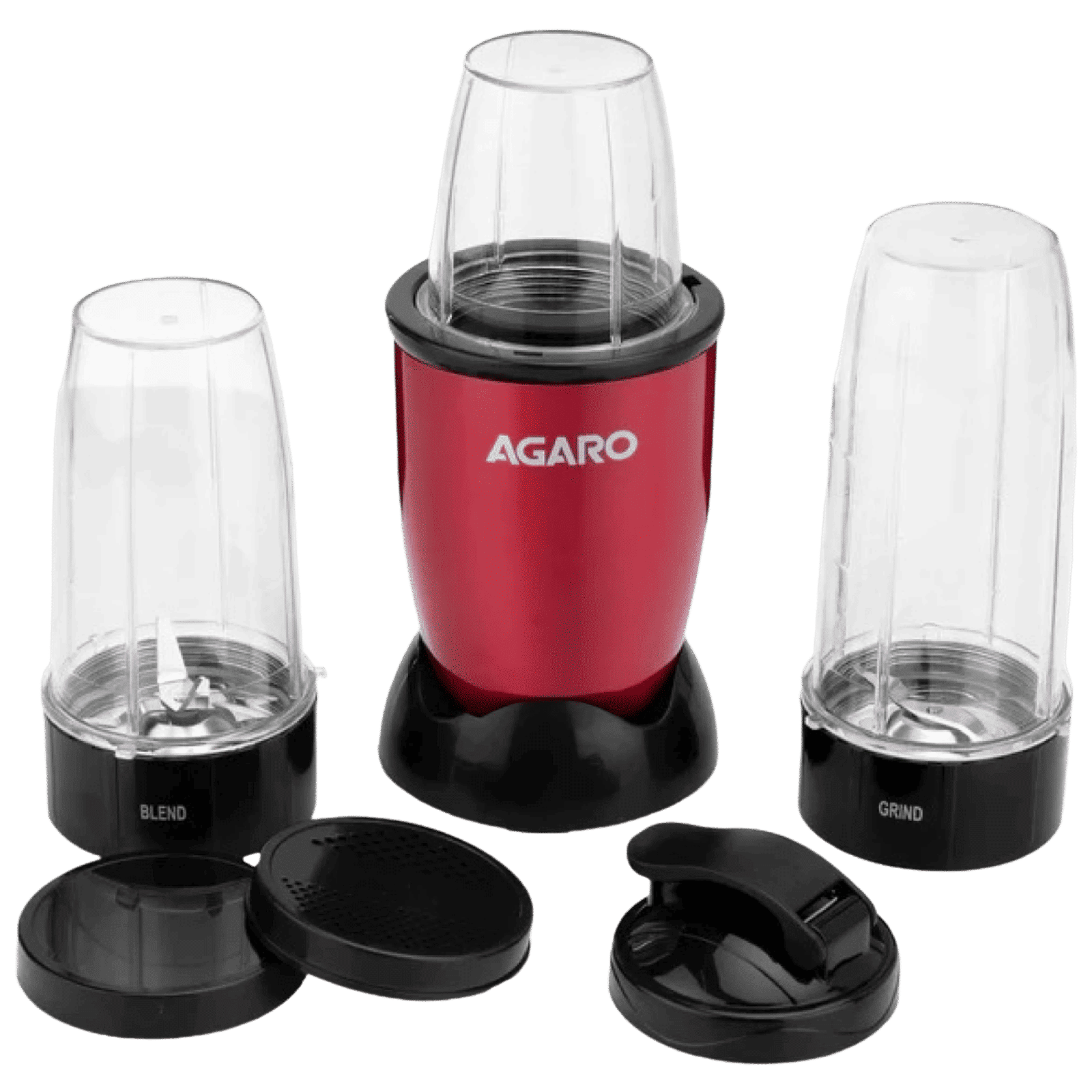 AGARO Regal 400 Watt 3 Jars Mixer Grinder, Juicer Blender (Safety Interlock Mechanism, Red)