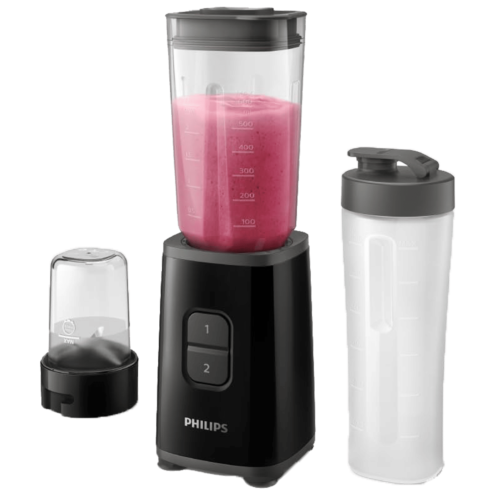PHILIPS 350 Watt 3 Jars Blender (Heat Resistant Glass Container, Black)