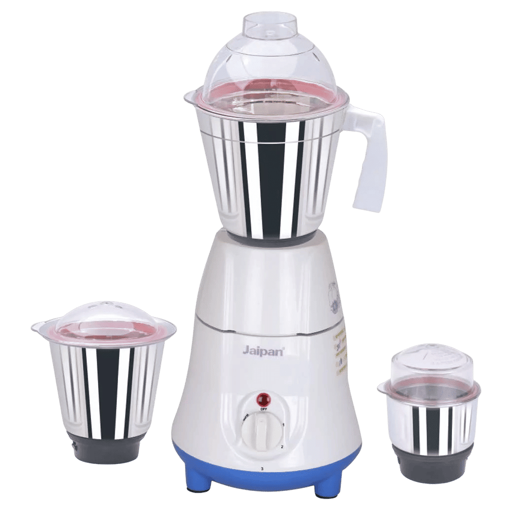 NATRAJ Jaipan Kitchen Gold 550 Watt 3 Jars Mixer Grinder (Leak Proof Unbreakable, White)