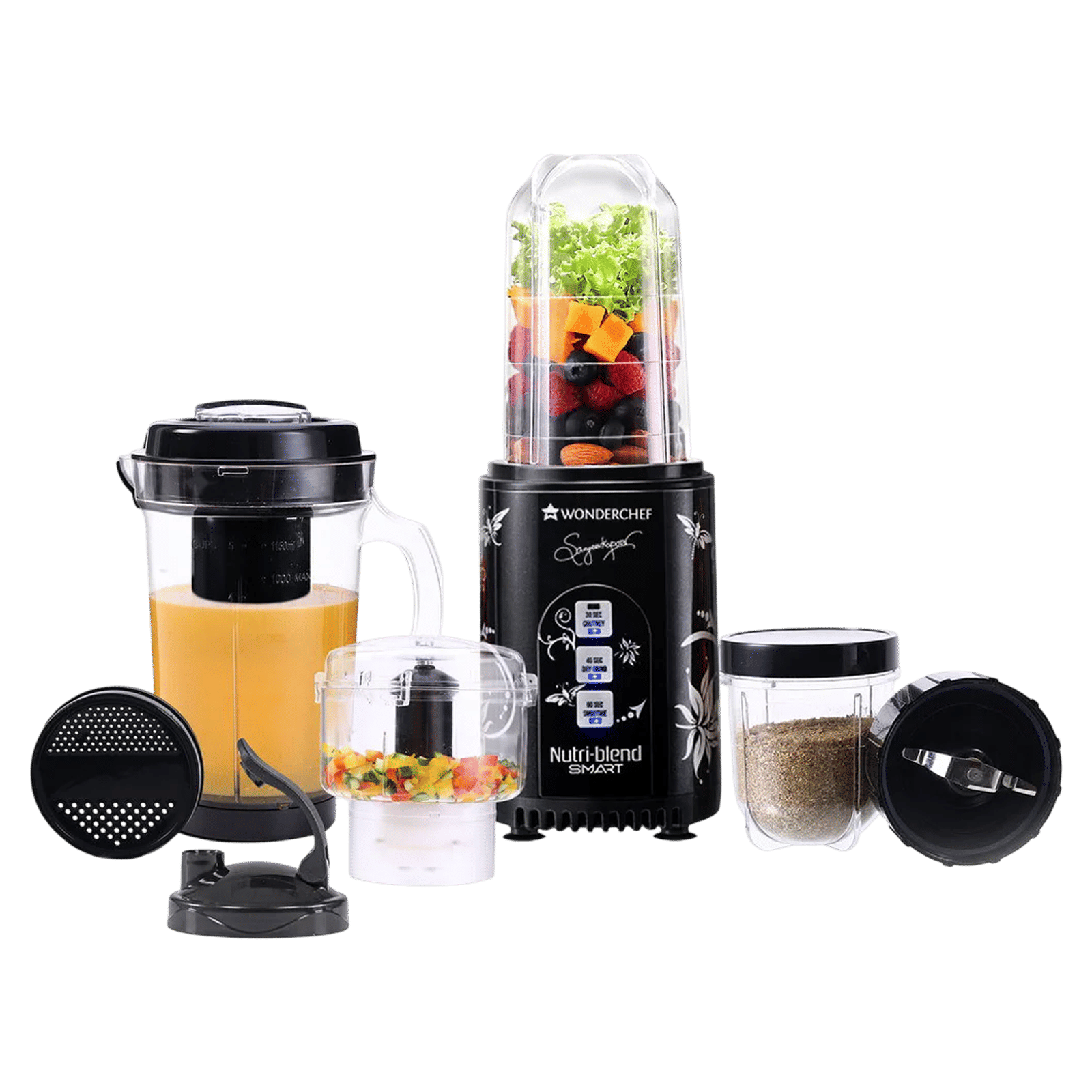WONDERCHEF Nutri Blend Smart 500 Watt 2 Jars Mixer Grinder Blender (22000 RPM, Dual Pulse Function, Black)