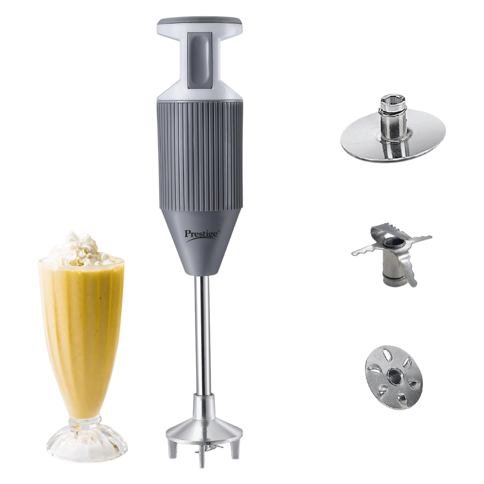 Prestige BlendX 250 Watt Hand Blender with 3 Attachments (Low Noise Operation, Grey)