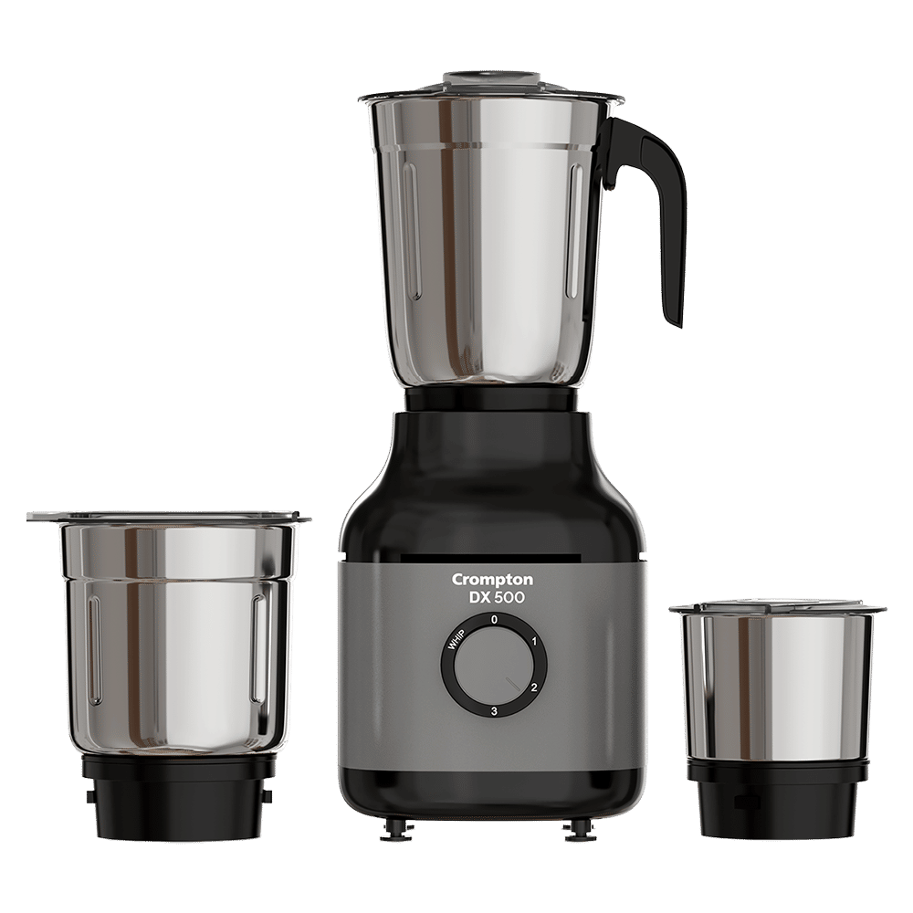 Crompton DX500 500 Watt 3 Jars Mixer Grinder (Motor Vent-X Technology, Black & Grey)