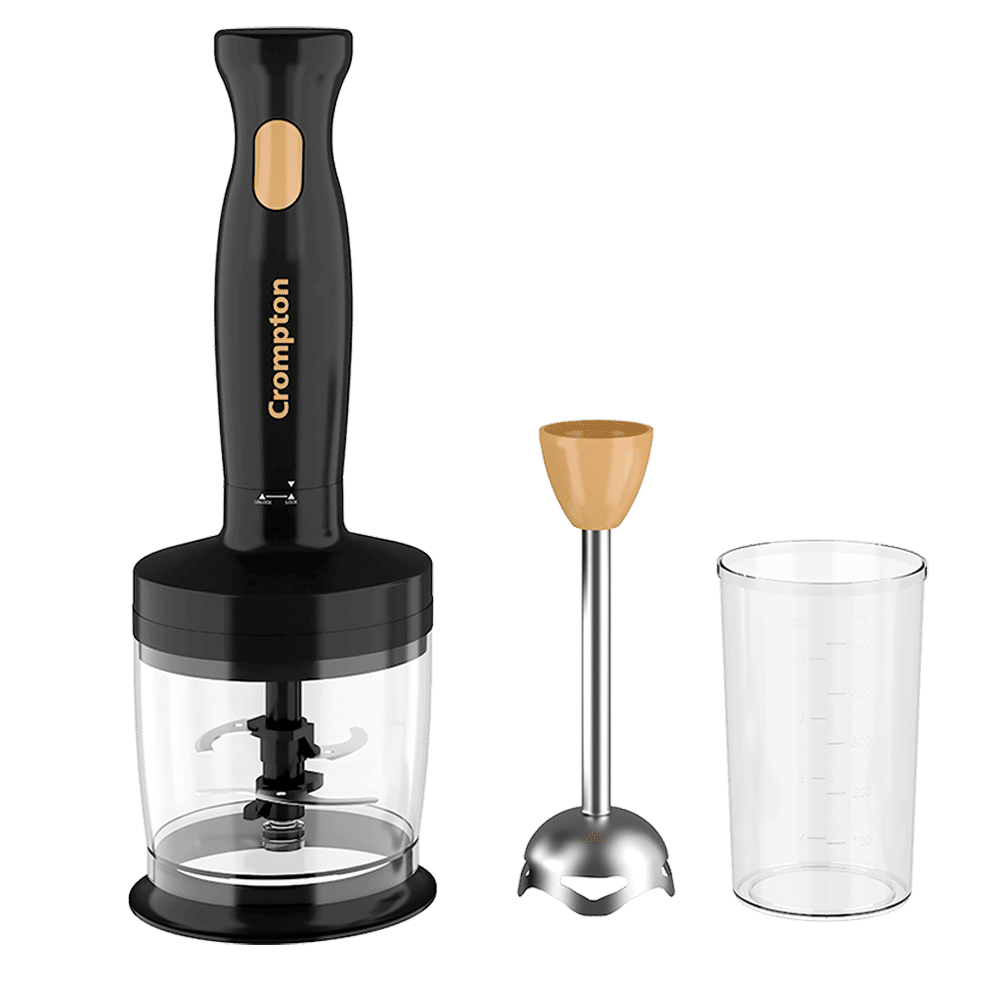 Crompton Ameo Trio 300 Watt Vegetable & Fruit Chopper with 2 Blades (Black & Golden)