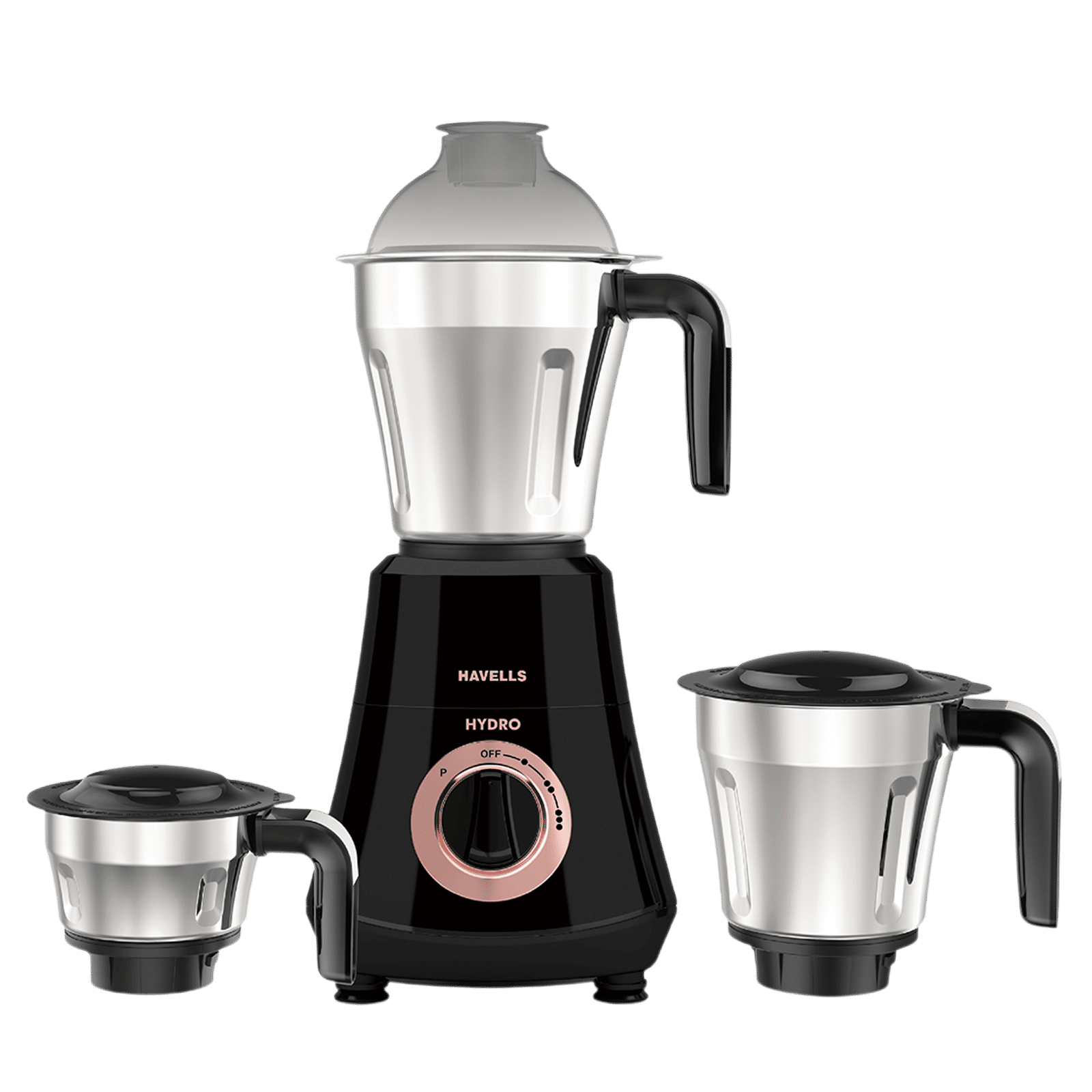 HAVELLS Hydro Plus 1000 Watt 3 Jars Mixer Grinder (22000 RPM, Patented Motor Cooling Technology, Black)