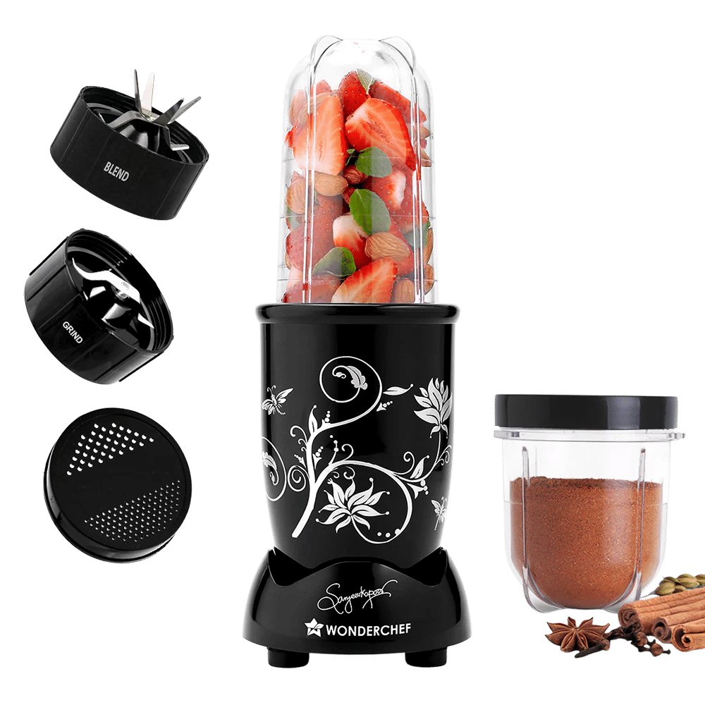 WONDERCHEF Nutri-blend 500 Watt 2 Jars Mixer Grinder Blender (22000 RPM, Powerful Motor, Black)