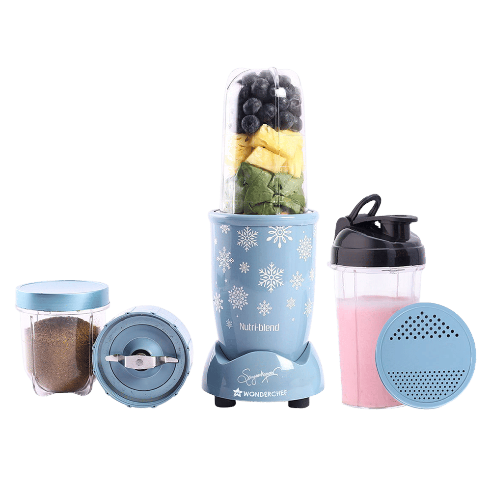 WONDERCHEF Nutri-blend Snowflakes 500 Watt 2 Jars Mixer Grinder Blender (22000 RPM, Powerful Motor, Blue)