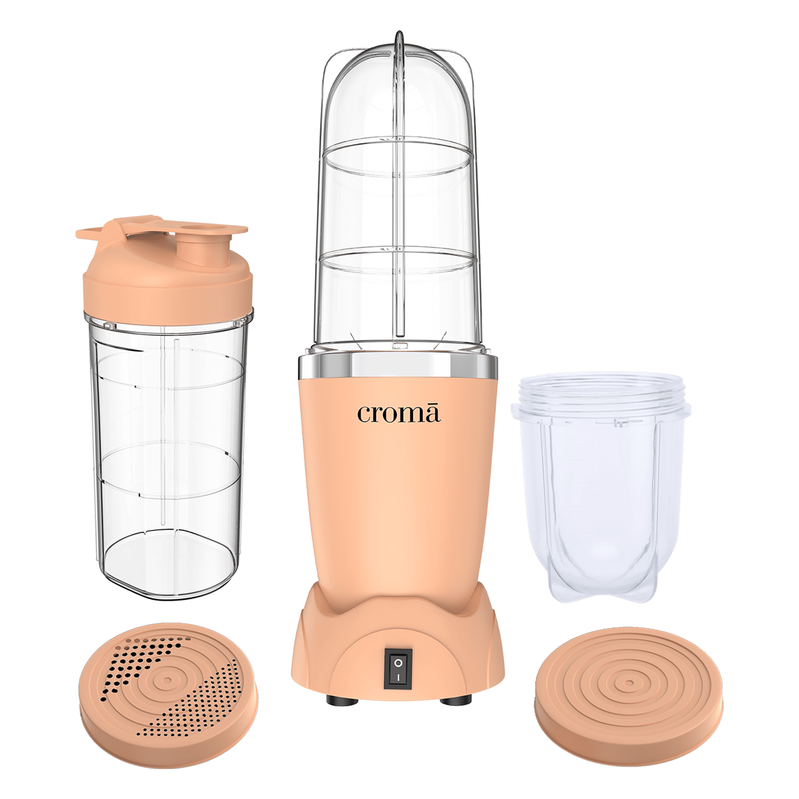 Croma AK5706 Nutri 450 Watt 3 Jars Mixer Grinder Blender (19000 RPM, One Touch Operation, Peach)