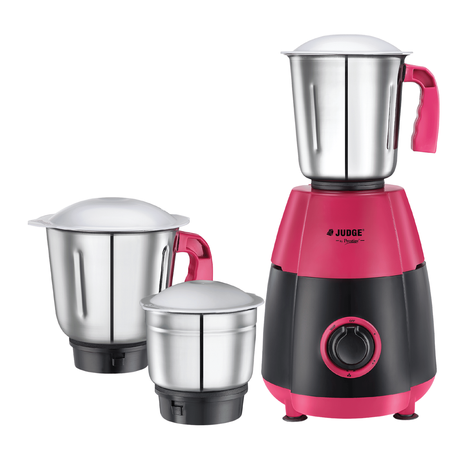 JUDGE By Prestige Aura 750 Watt 3 Jars Mixer Grinder (21000 RPM, Rust Resistant, Pink & Black)