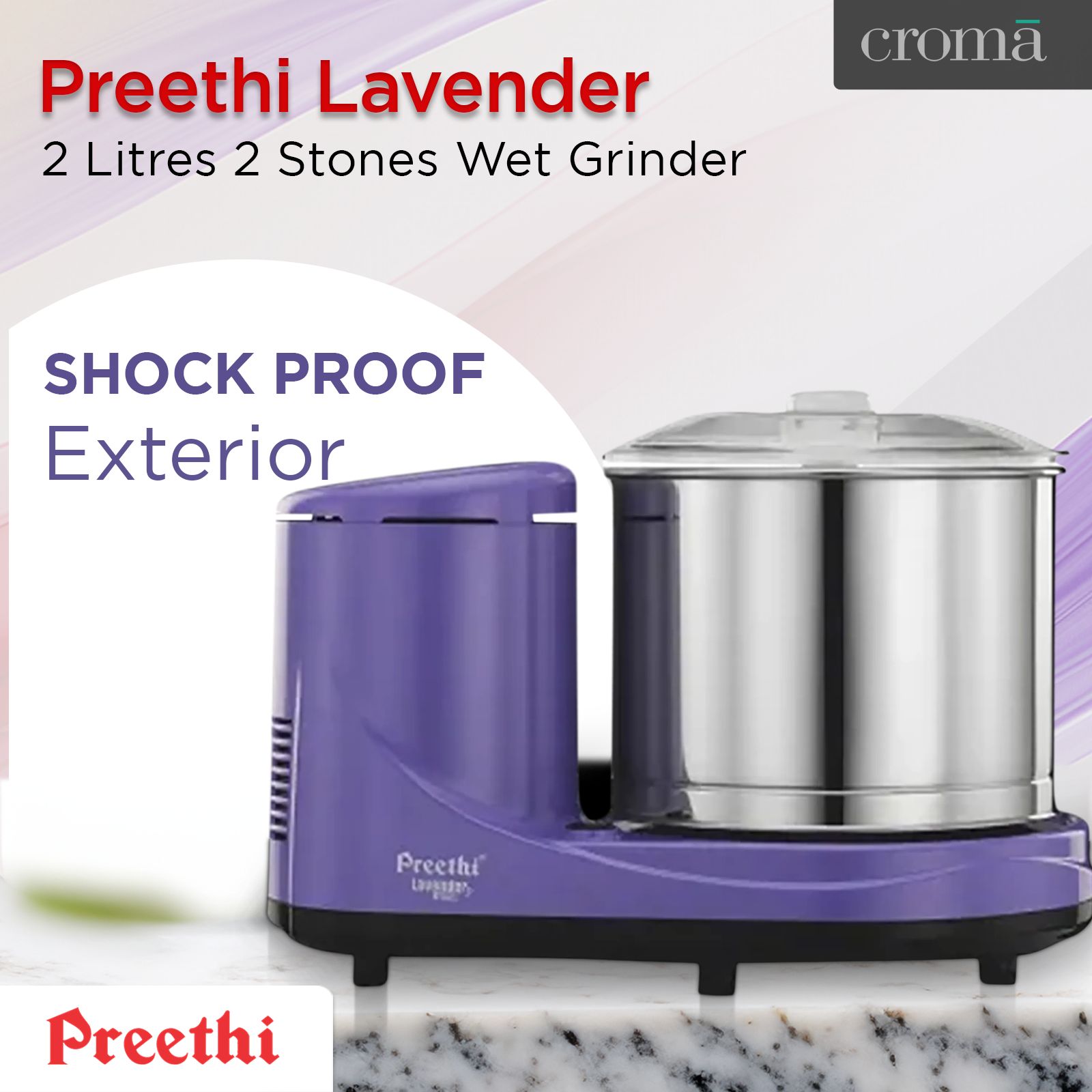 Buy Preethi Lavender Grind Litres Stones Wet Grinder (Cool