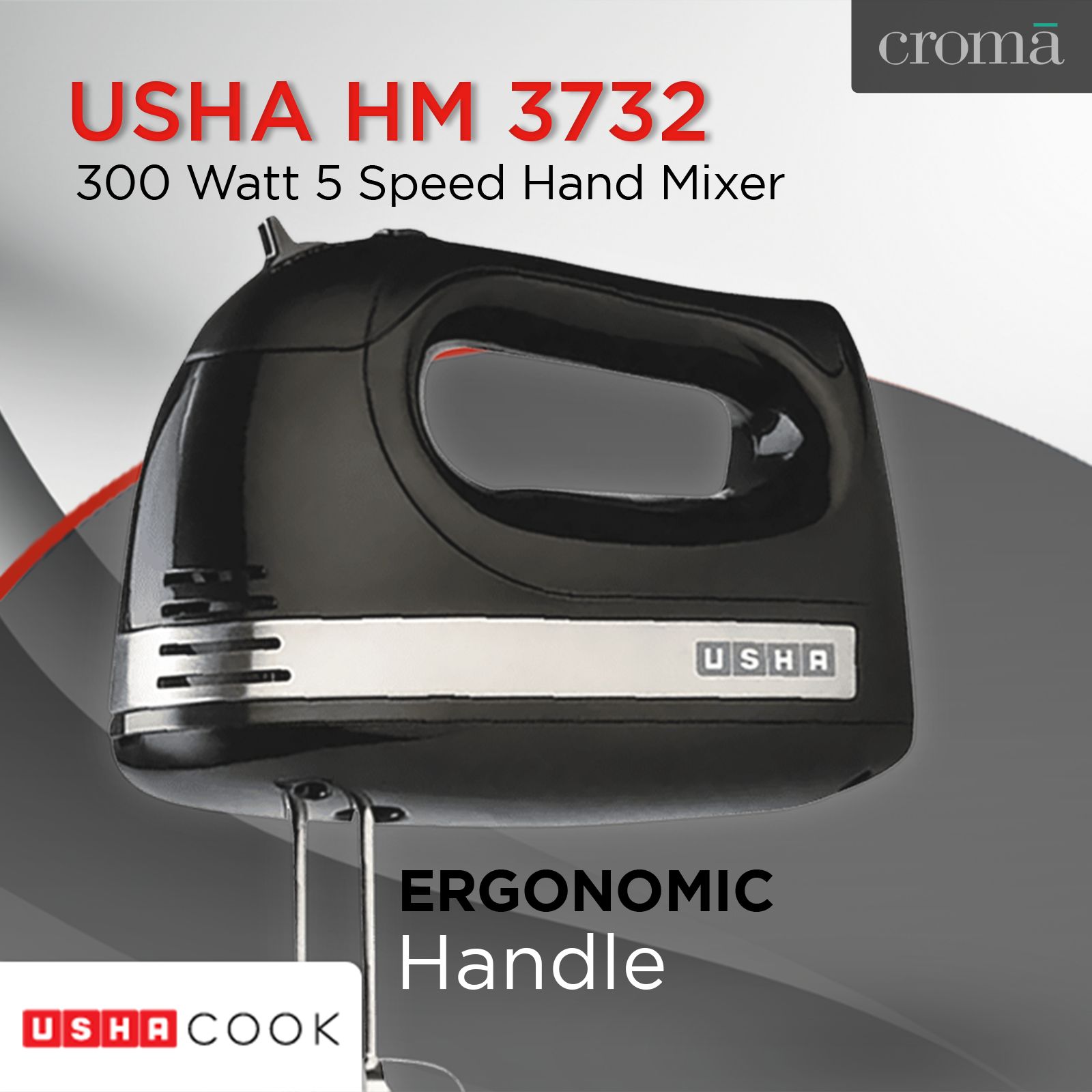 Buy Usha HM 3732 300 Watt Speed Hand Mixer with Attachments