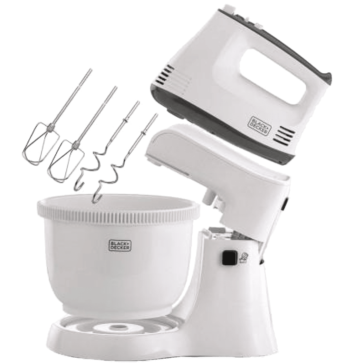 BLACK+DECKER M700 300 Watt 5 Speed Stand Mixer (Single Motor, White)