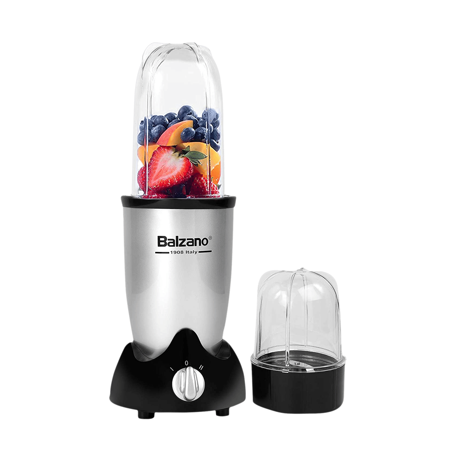 Balzano Nutri 500 Watt 2 Jars Blender (20000 RPM, Single Knob Operation, Silver)