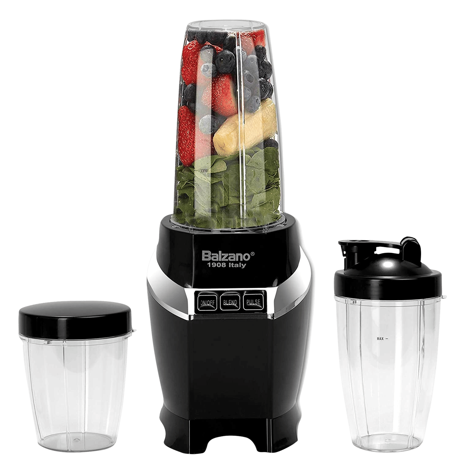Balzano 1200 Watt 3 Jars Blender (28000 RPM, High Speed Operation, Black)