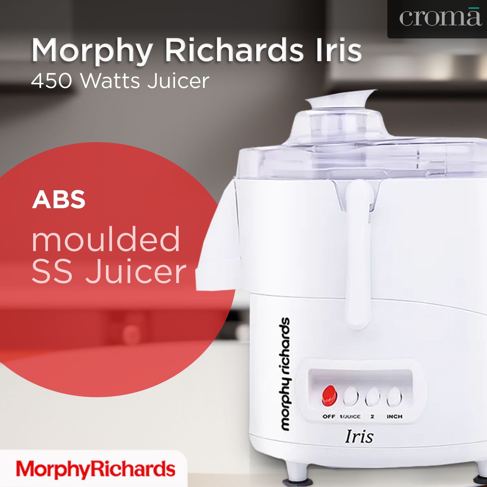 morphy richards Iris Juicer 450 Watts Juicer (Overload Protector, White)