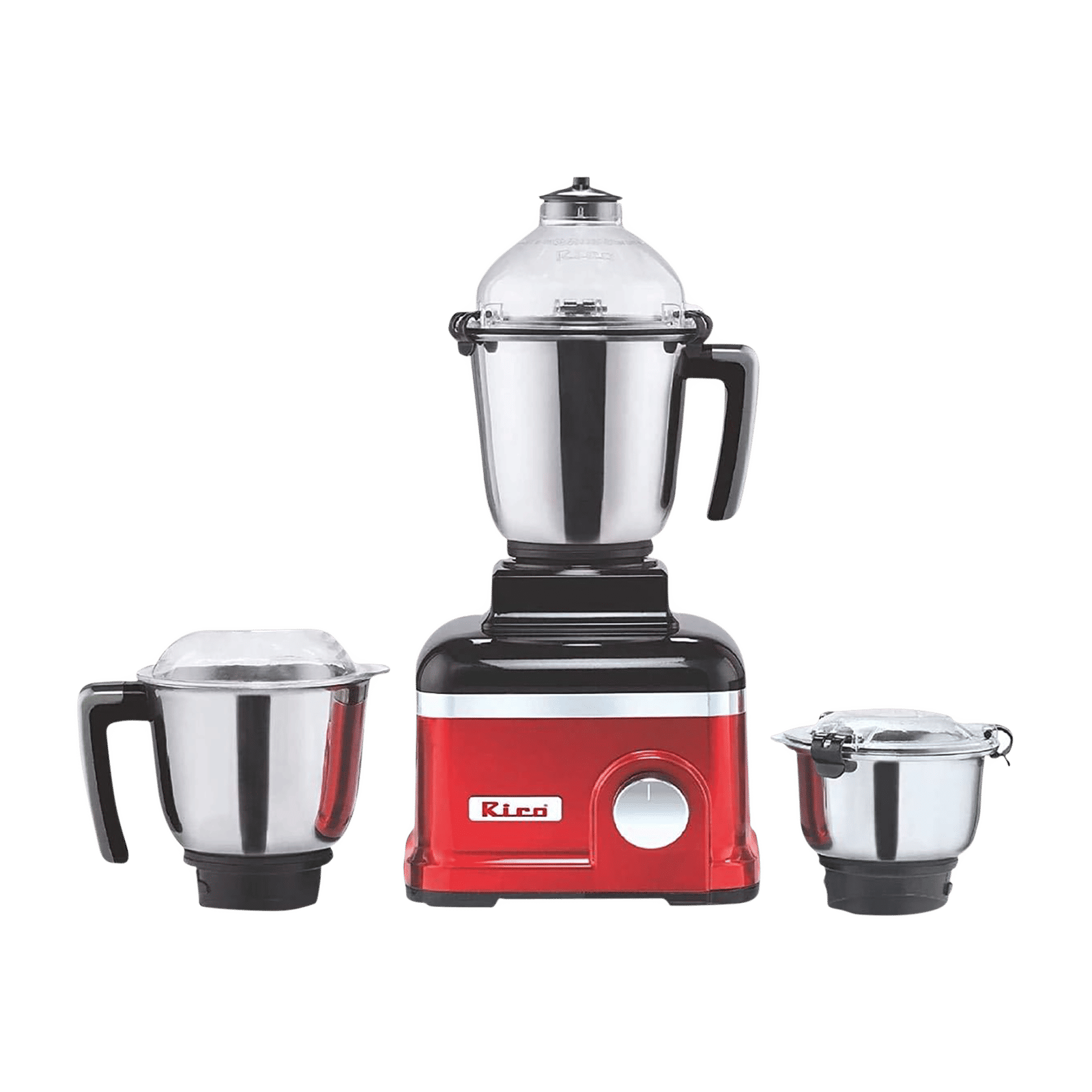 Rico 750 Watt 3 Jars Mixer Grinder (18000 RPM, 3 Speed Control with Whip Option, Red)