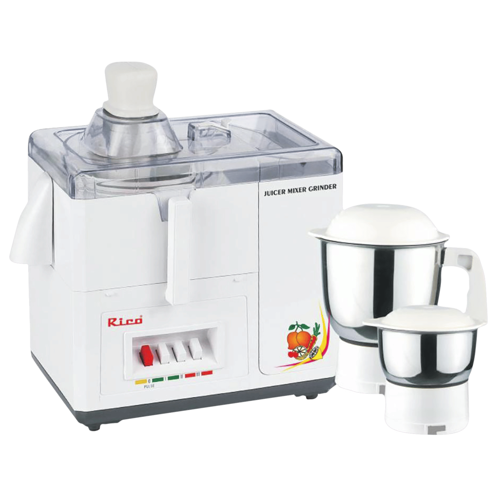 Rico 550 Watt 2 Jars Juicer Mixer Grinder (18000 RPM, Super Powerful Motor, White)