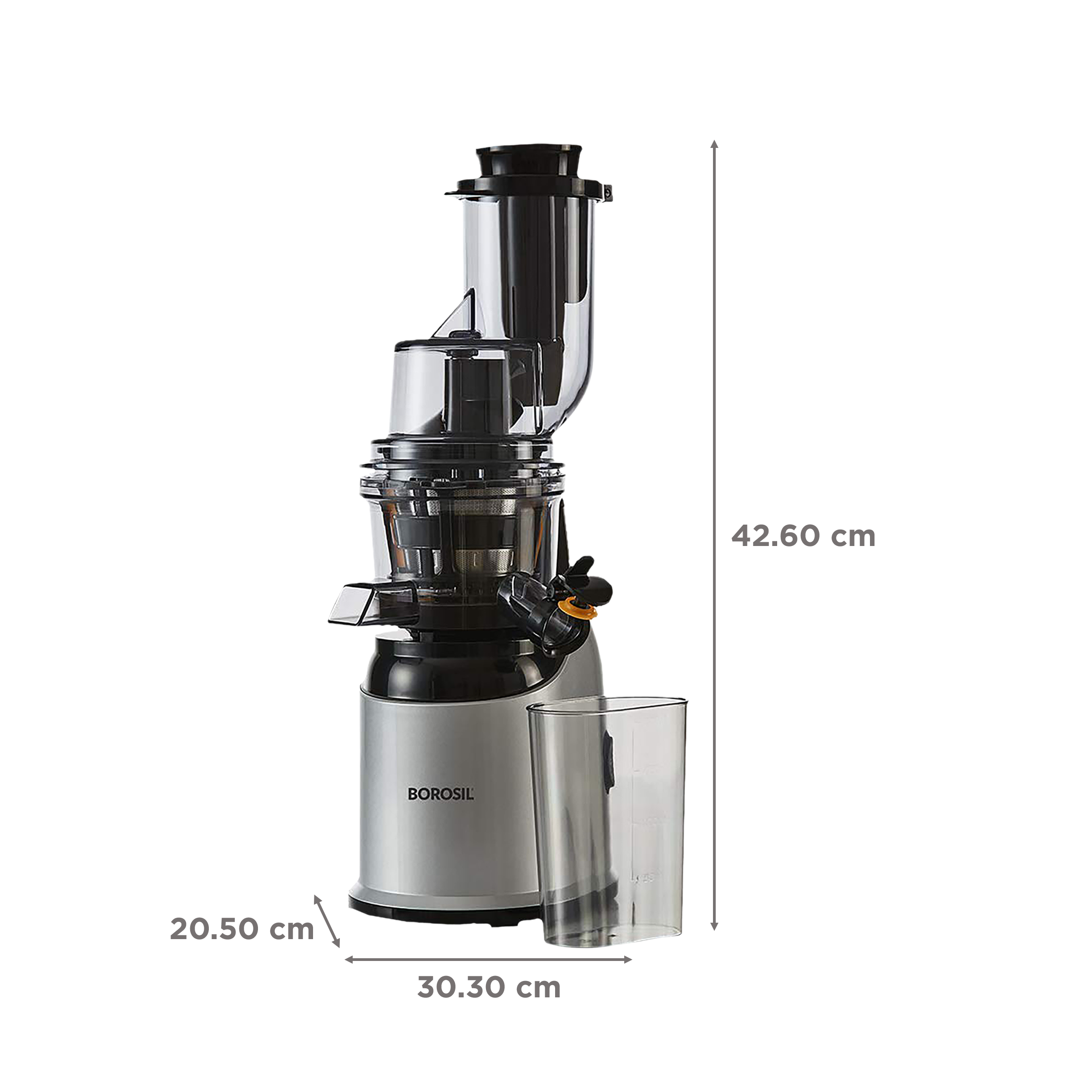 BOROSIL HealthPro 200 Watt Cold Press Slow Juicer (70 RPM, Slow Squeeze  Technology, Black/Silver)