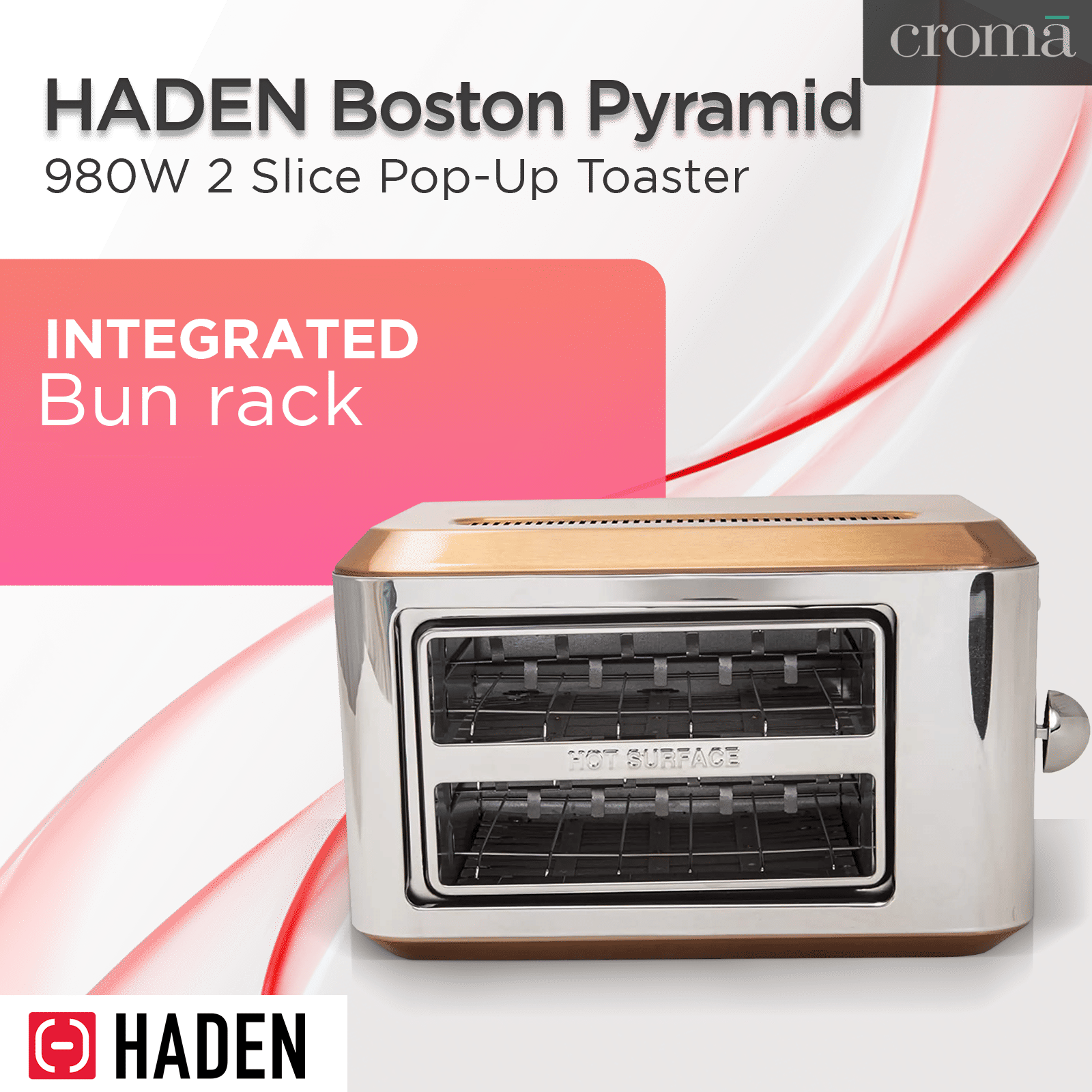 Buy HADEN Boston Pyramid 980W Slice Pop-Up Toaster with