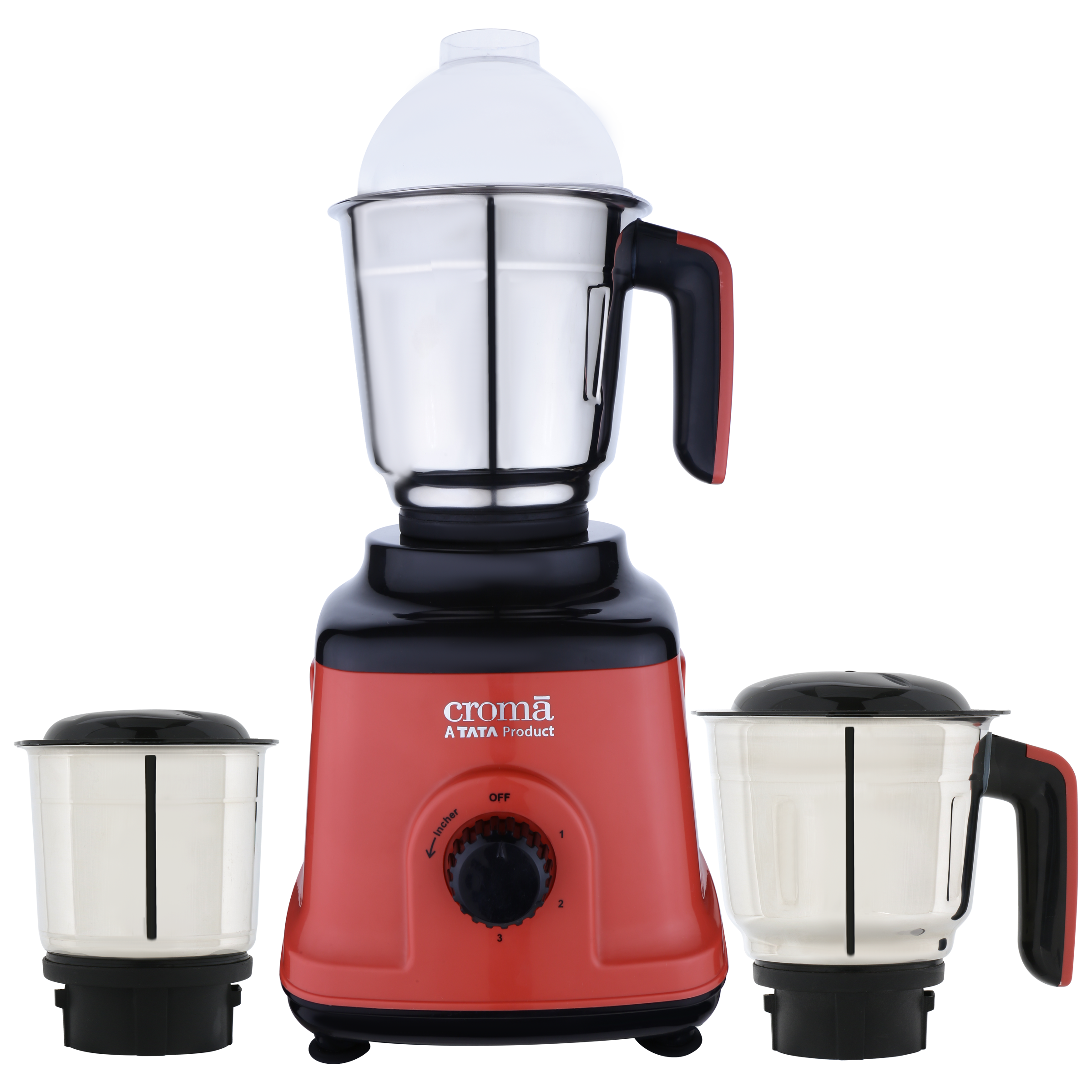Croma 750 Watt 3 Jars Mixer Grinder (20000 RPM, Overload Protection, Red & Black)