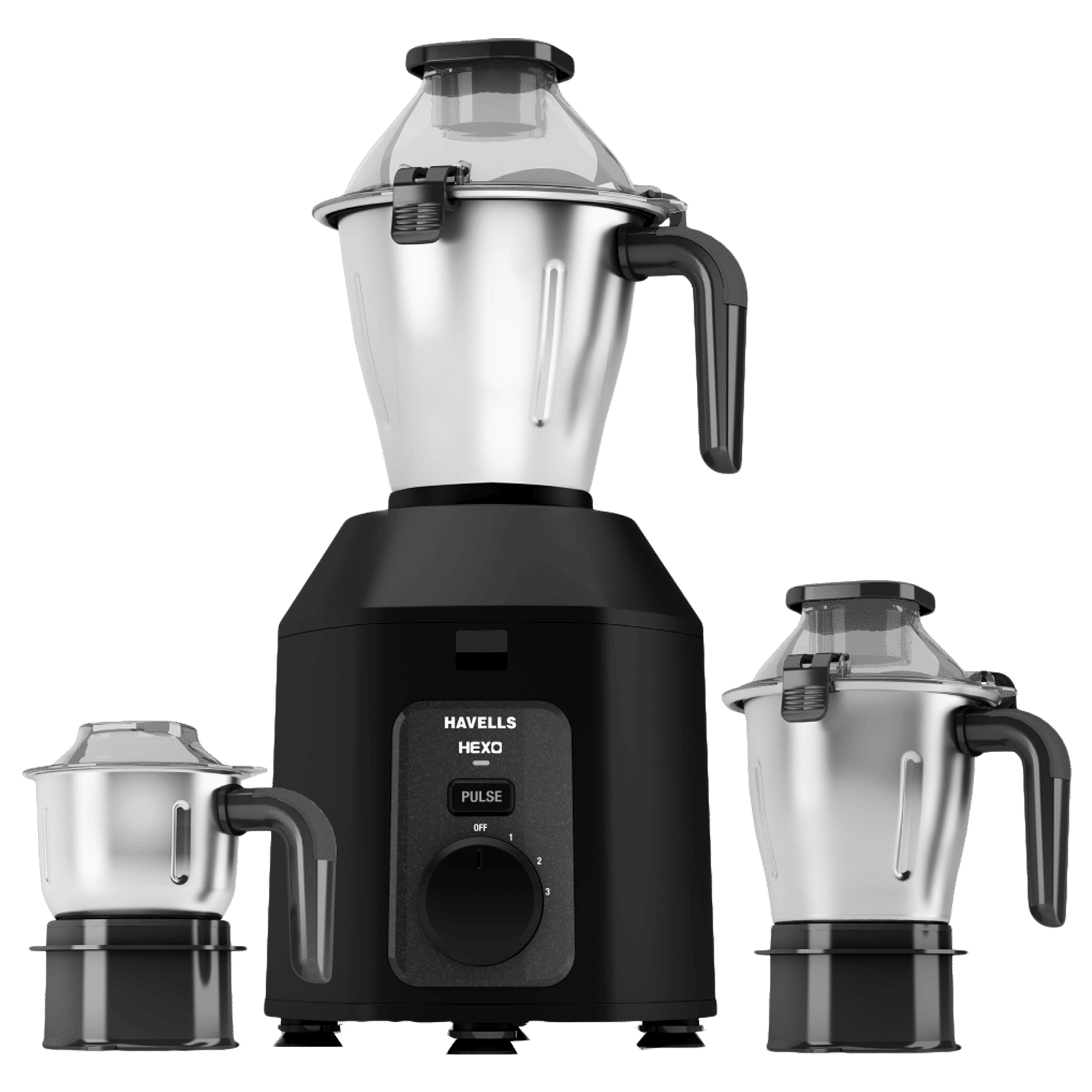 HAVELLS Hexo 1000 Watt 3 Jars Mixer Grinder (22000 RPM, Stainless Steel Blade, Black)