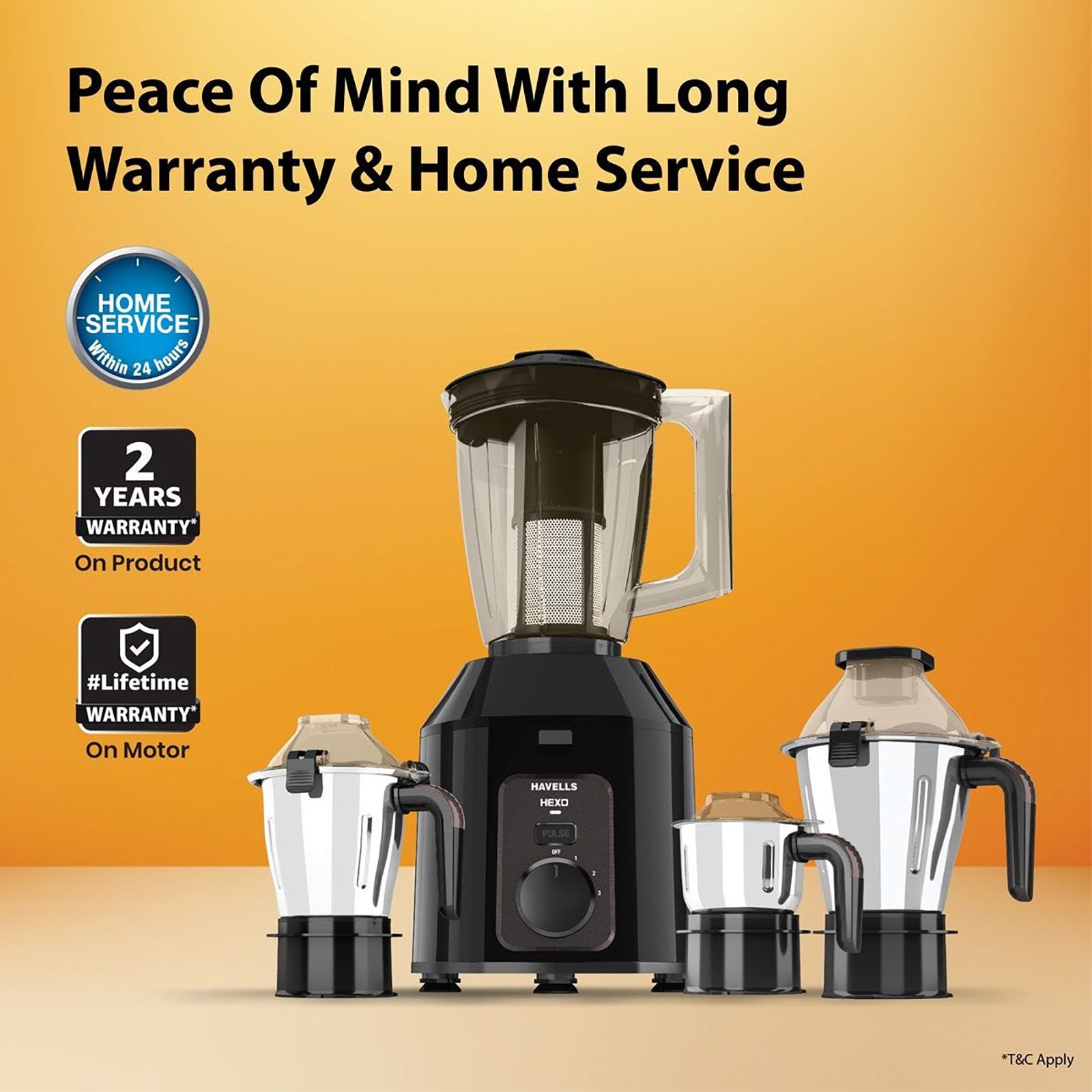 Buy HAVELLS Hexo Plus 1100 Watt Jars Mixer Grinder (Black