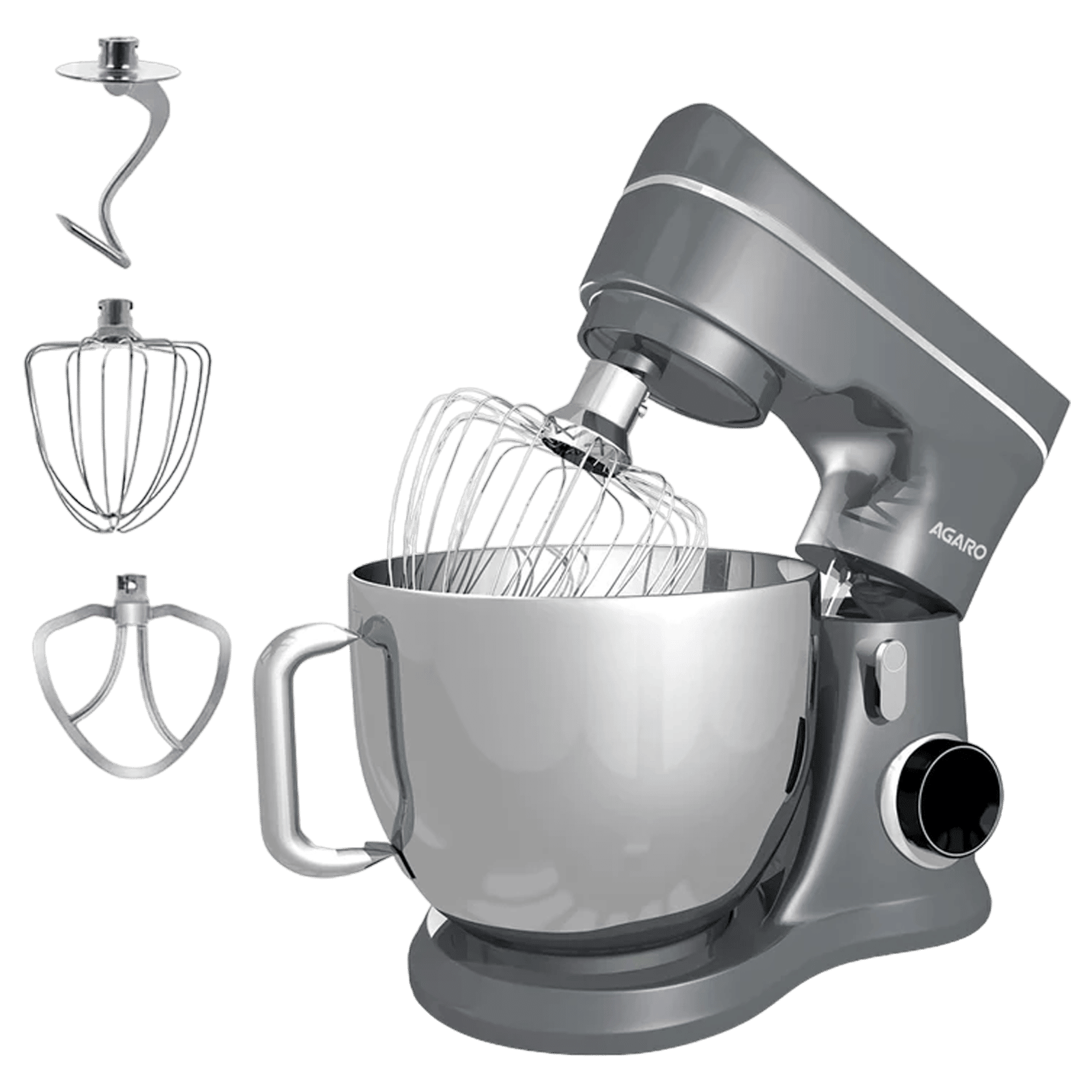AGARO Elegant 1400 Watt 10 Speed Stand Mixer with 3 Attachments (Pulse Function, Dark Grey)